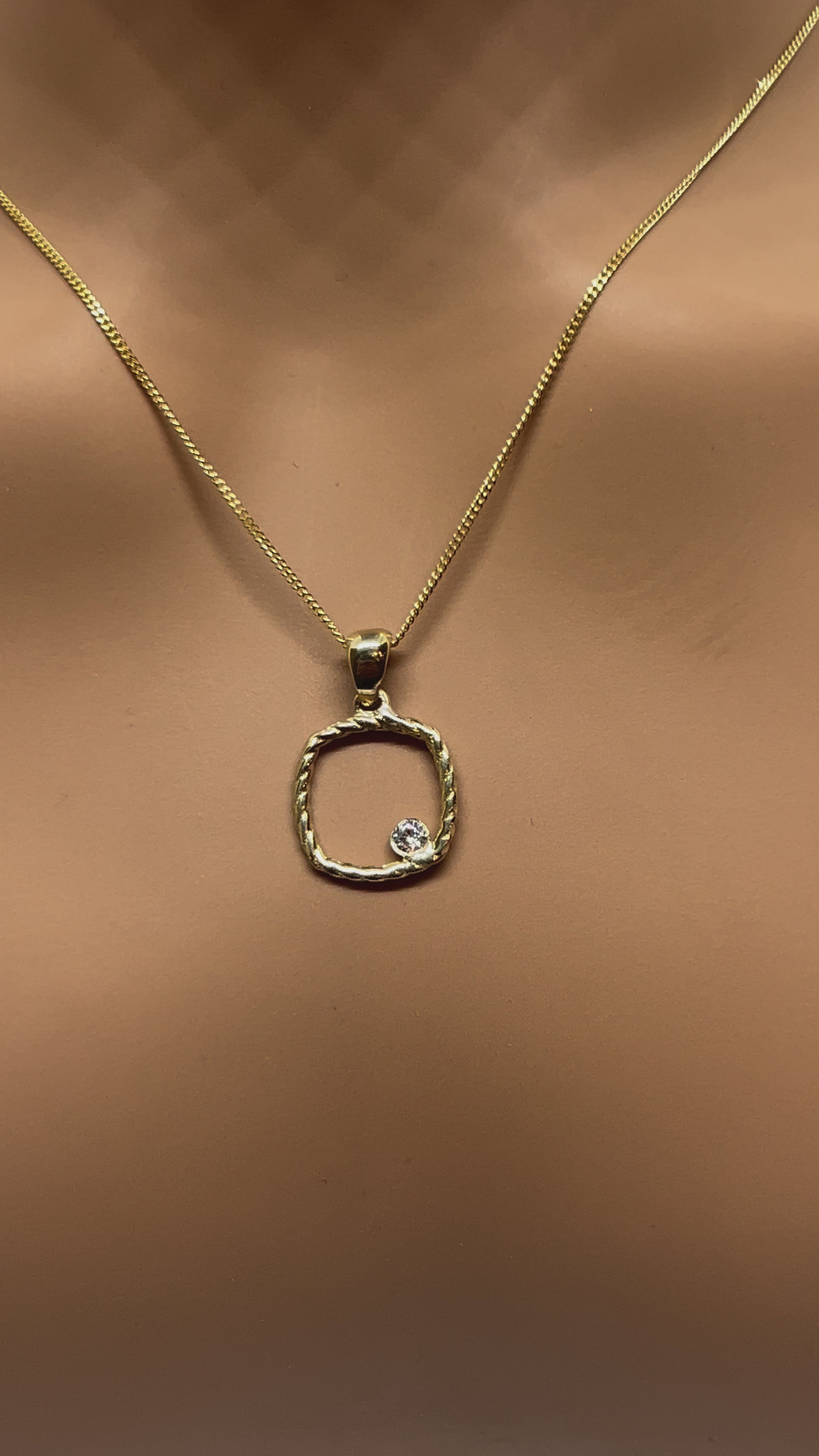 10k Gold Necklace with square pendant