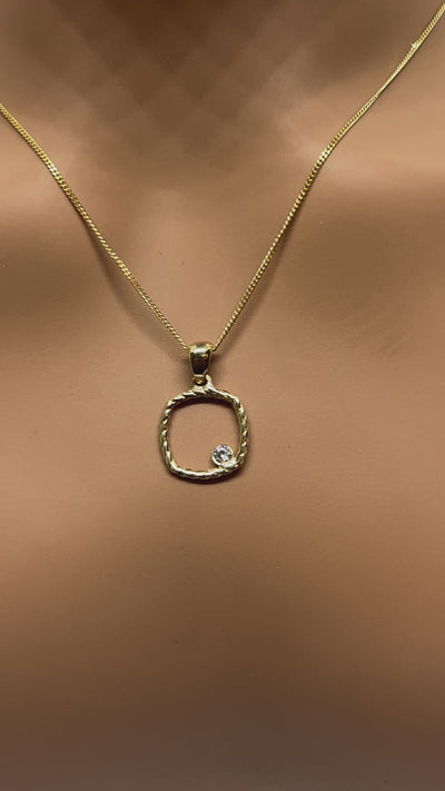 10k Gold Necklace with square pendant