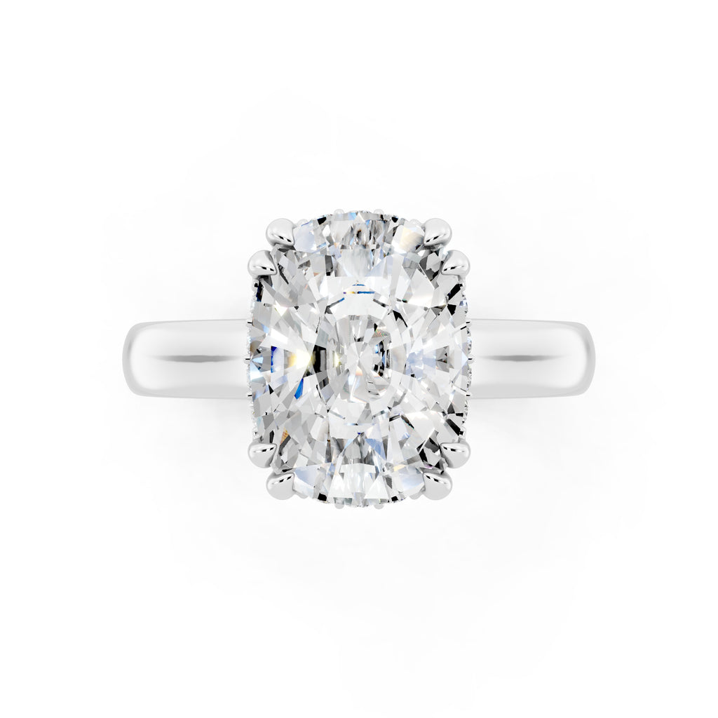Customizable 3.5ct Cushion cut Solitaire Engagement Ring