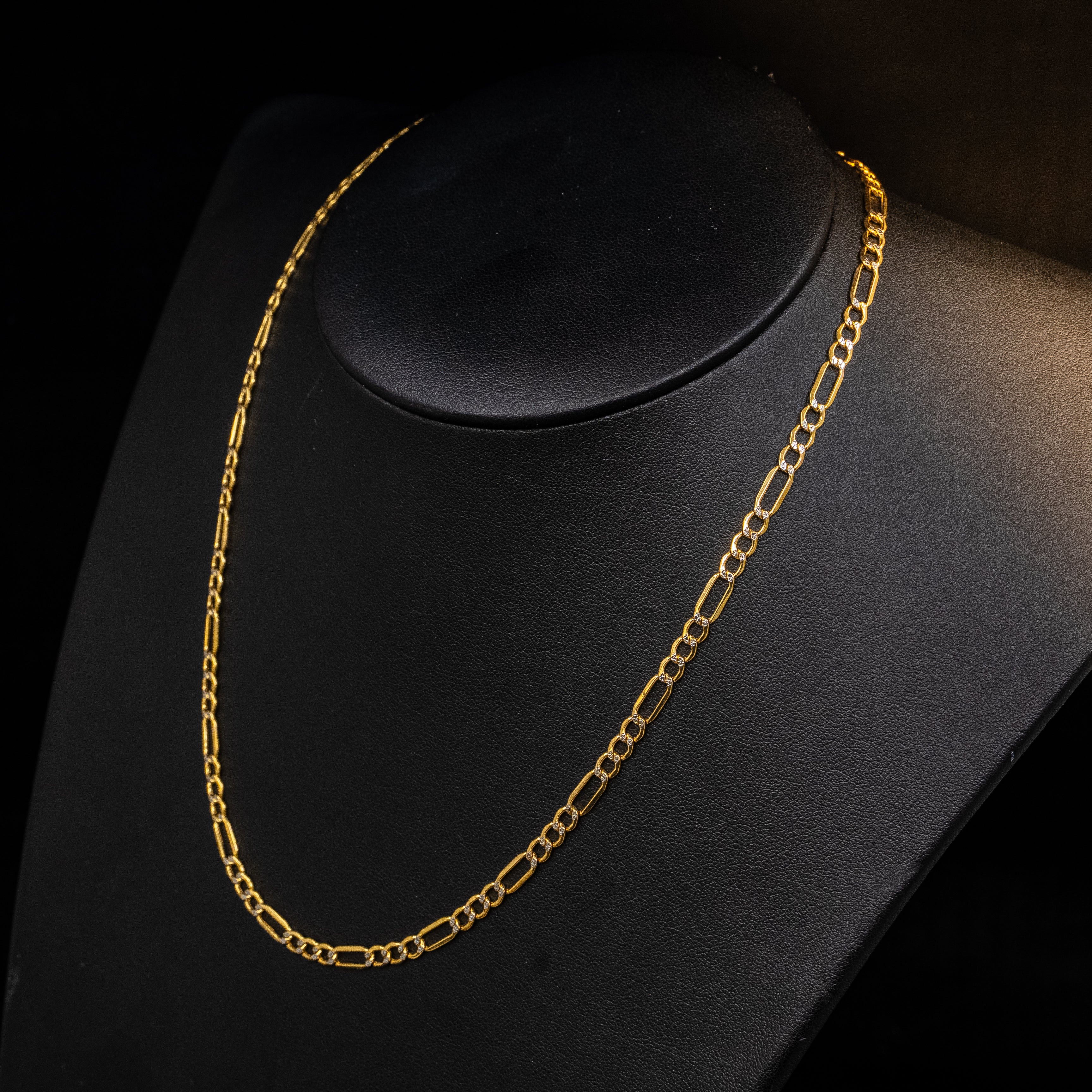 10k Gold Figaro chain Diamond cut ~4.7mm – Bijouterie-Panthère