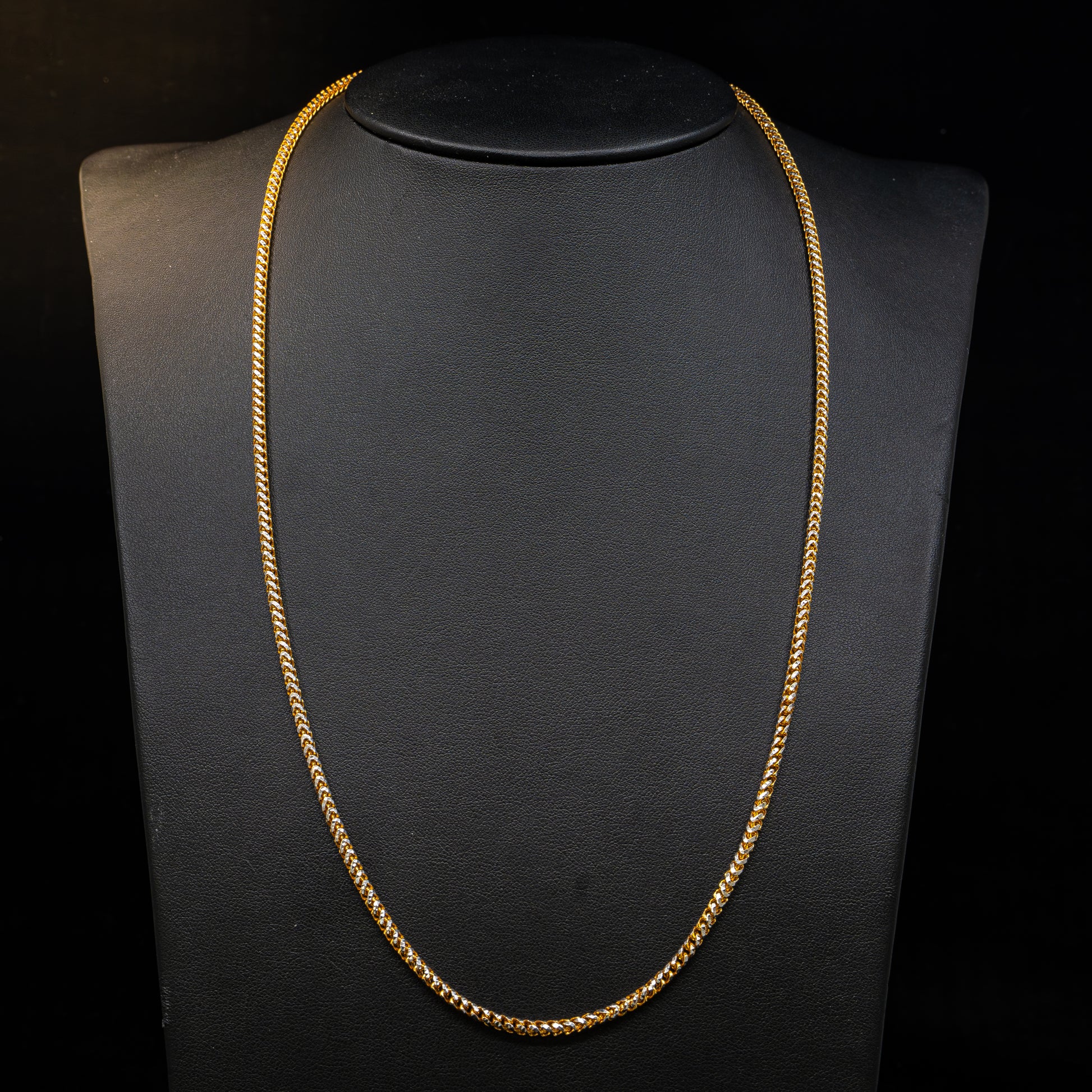 10k Gold Round Franco 2 tone Pineapple Chain 2.7mm wide diamond cut