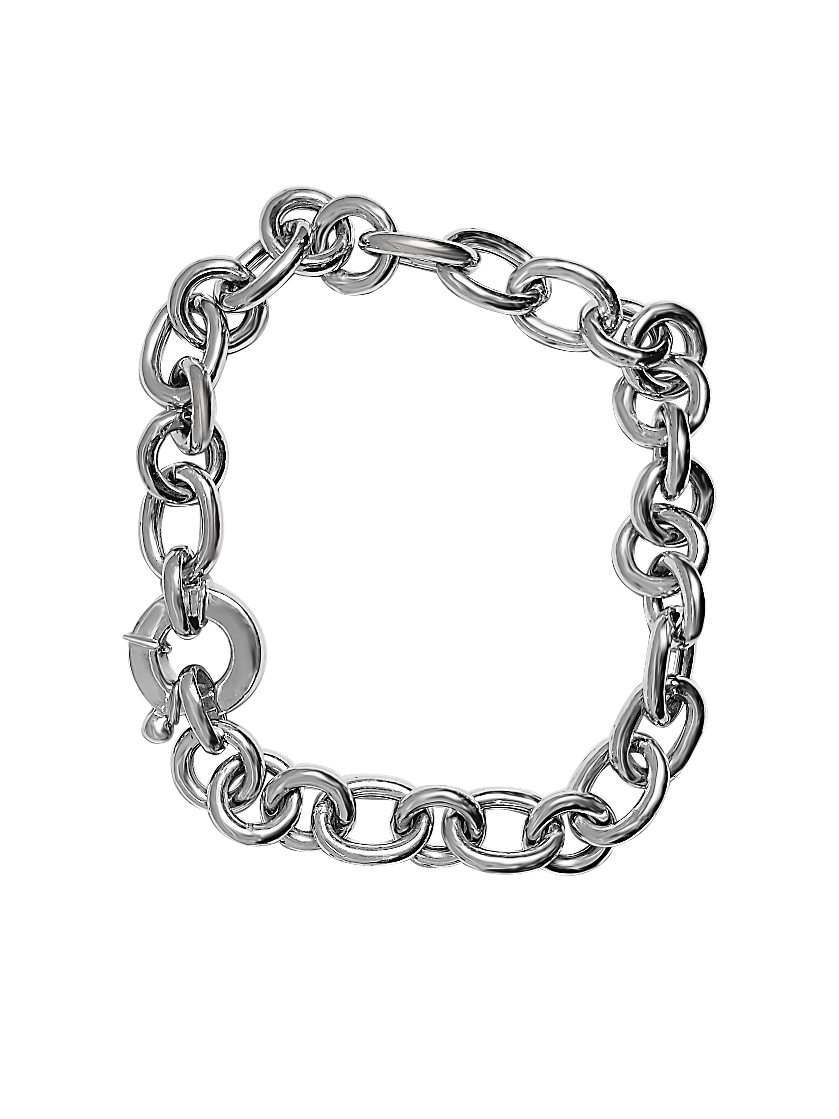 10k White Gold Flat link Bracelet, 8.7mm width, 10 gram