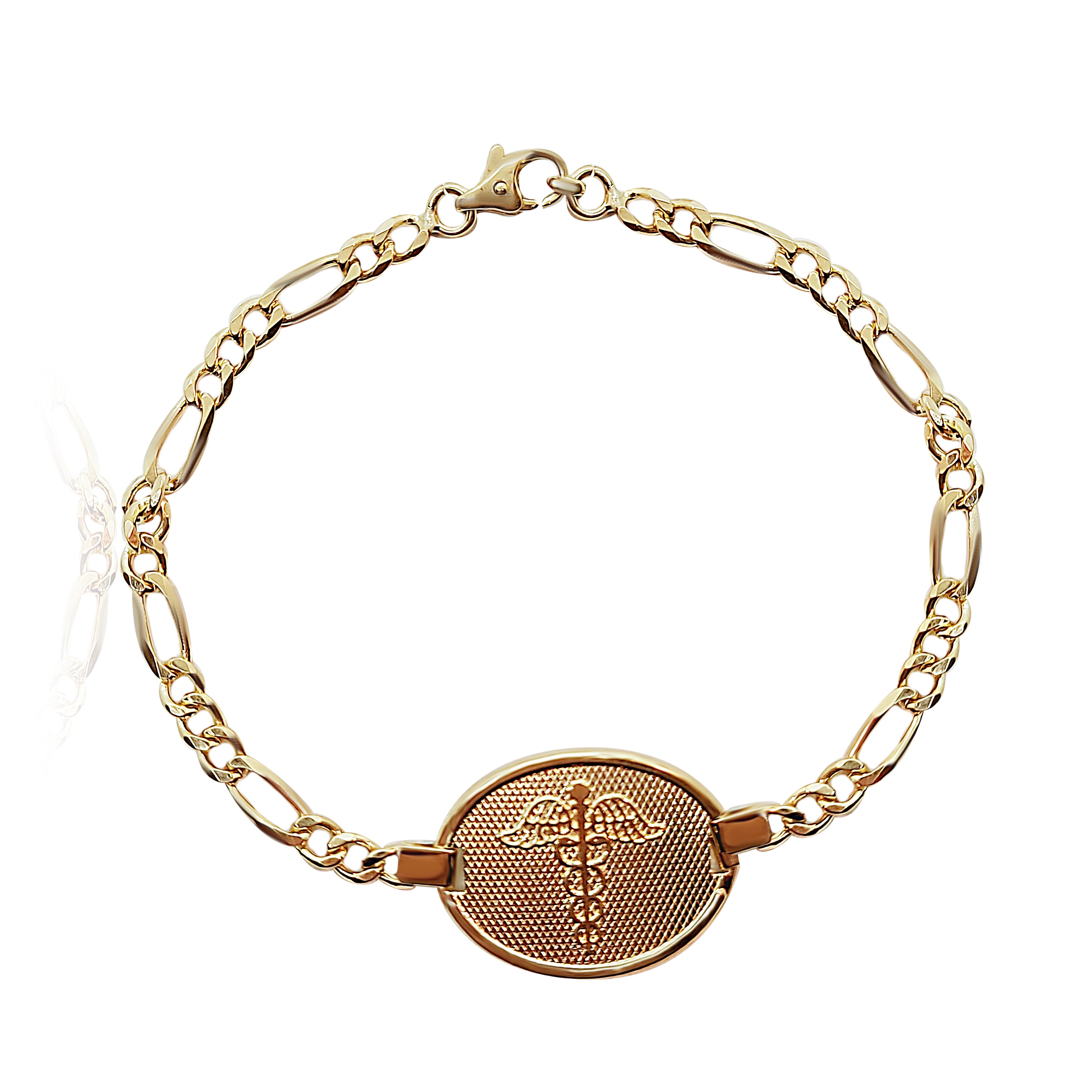 10k Gold Figaro Bracelet, 8 gram, link 3.8mm width