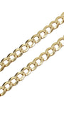 Close-up of the wide golden chain links
