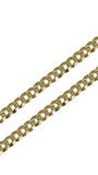 Close-up of the tight golden chain links