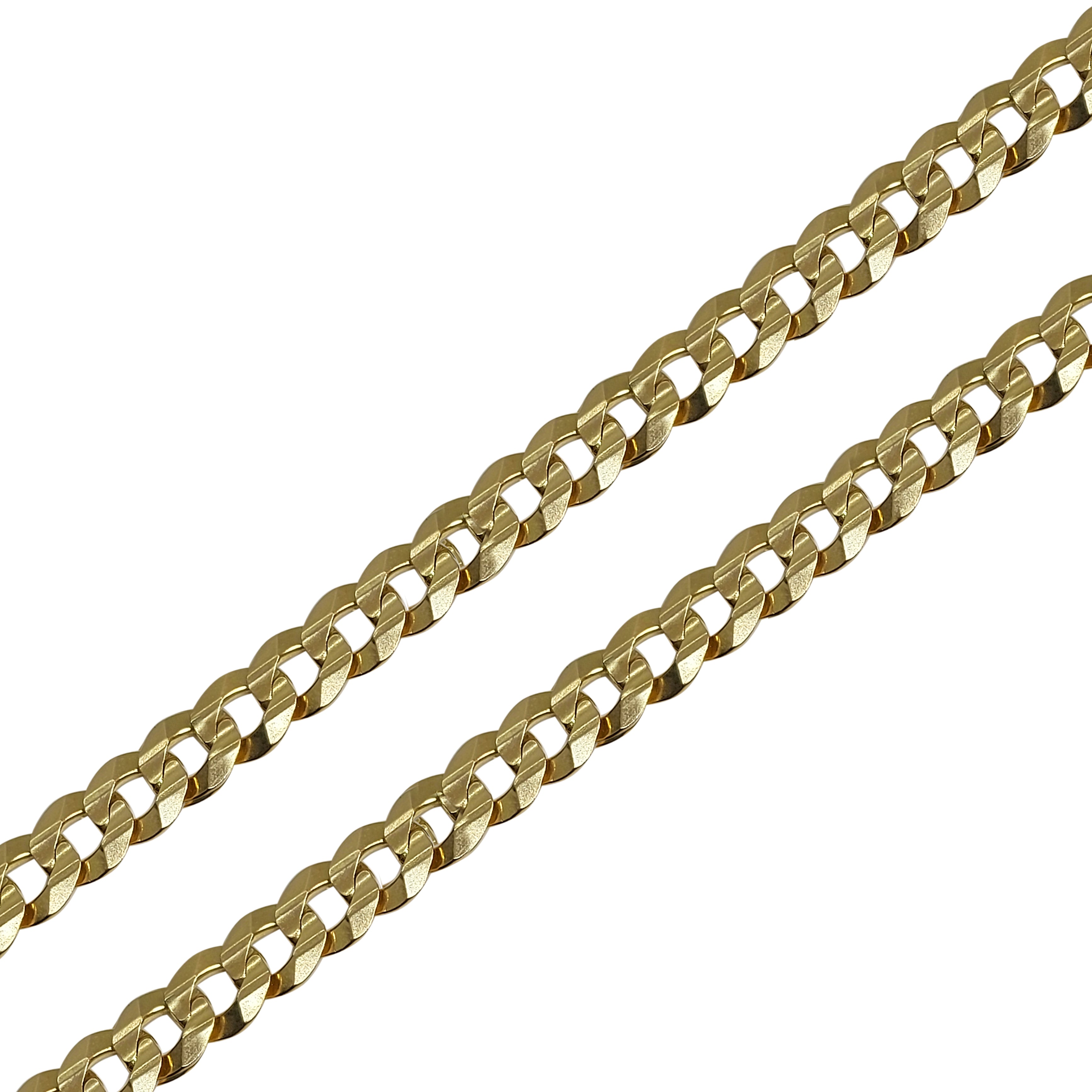 Close-up of the tight golden chain links