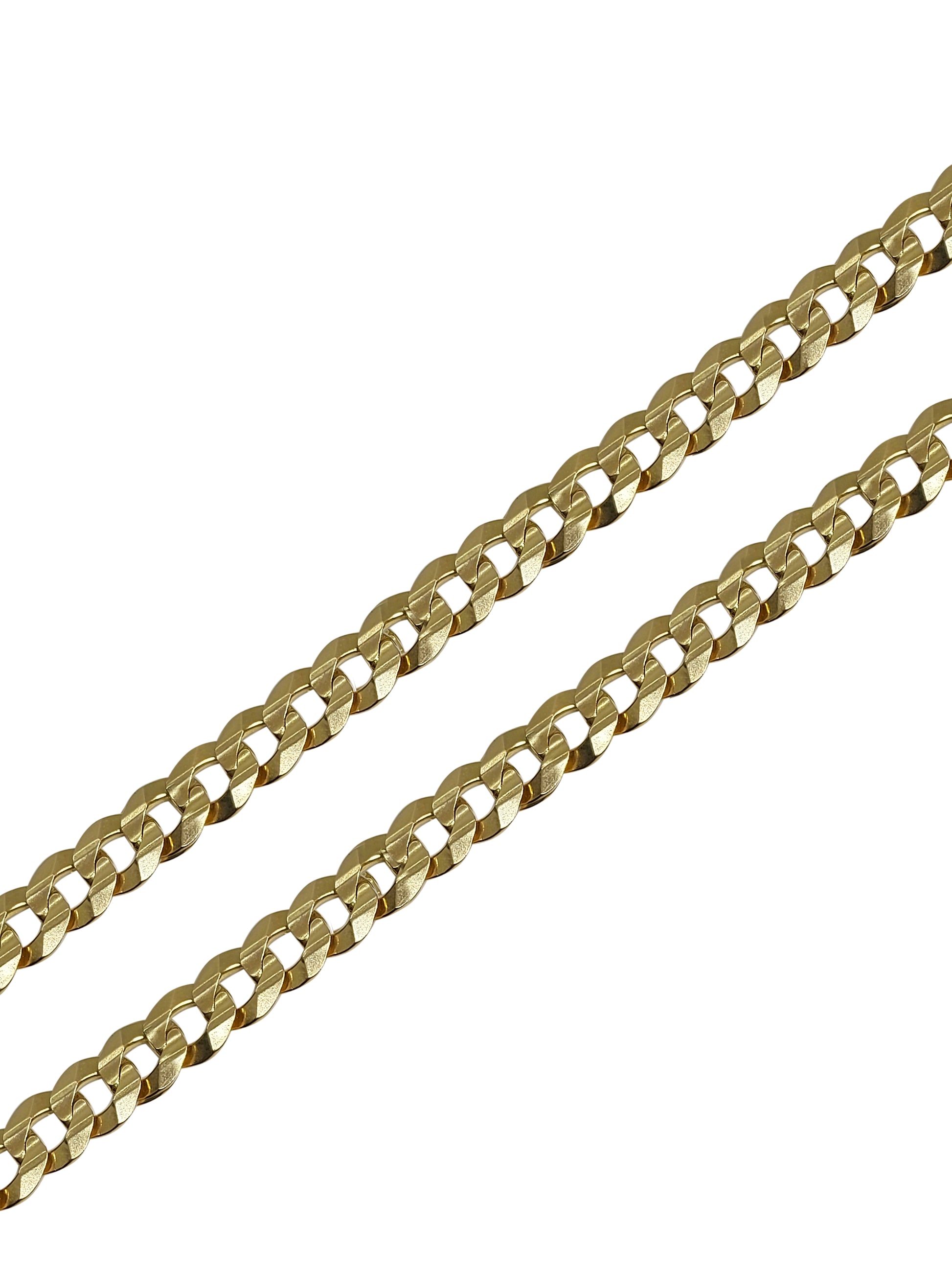 Close-up of the tight golden chain links