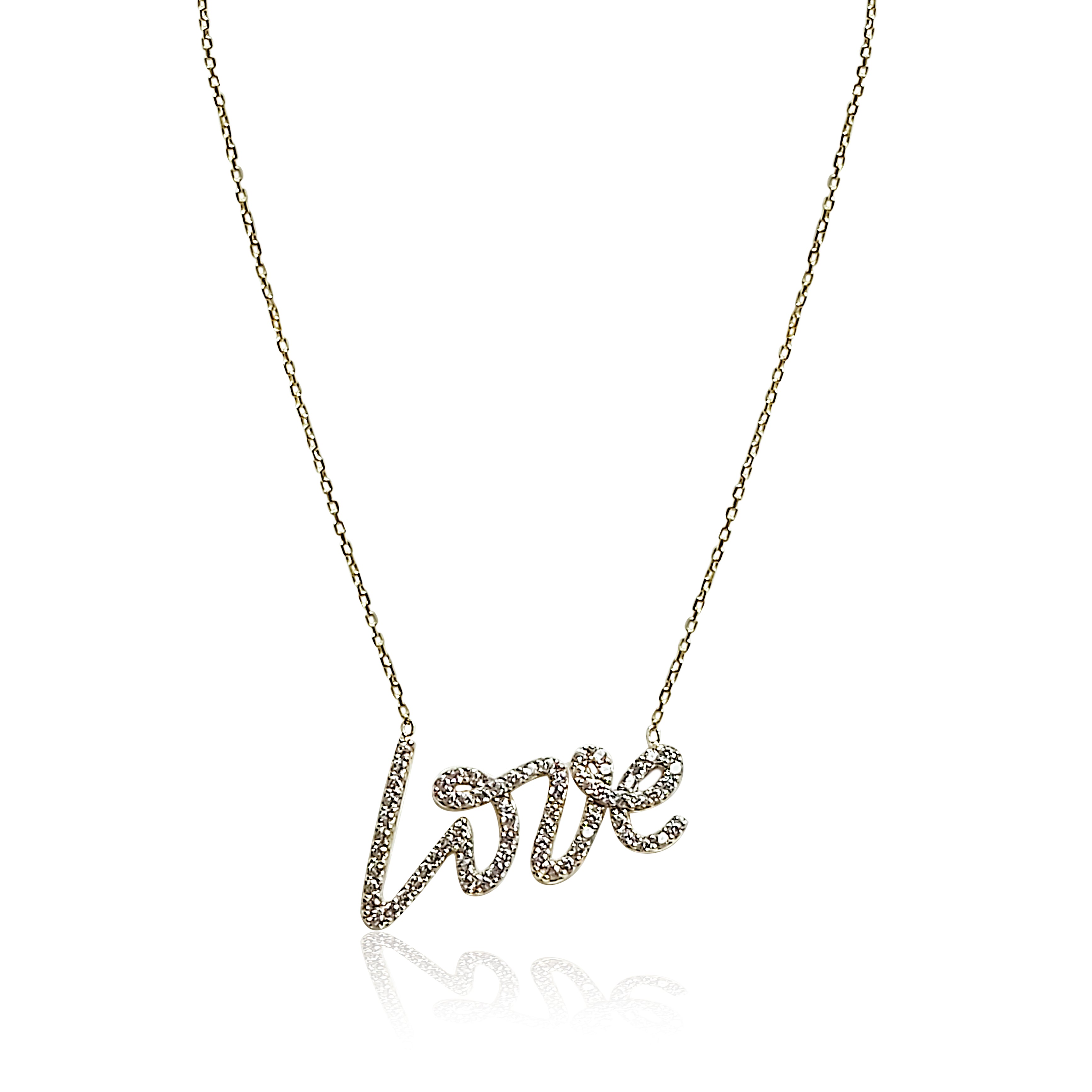 10k Gold Love Necklace for women with lab Diamonds