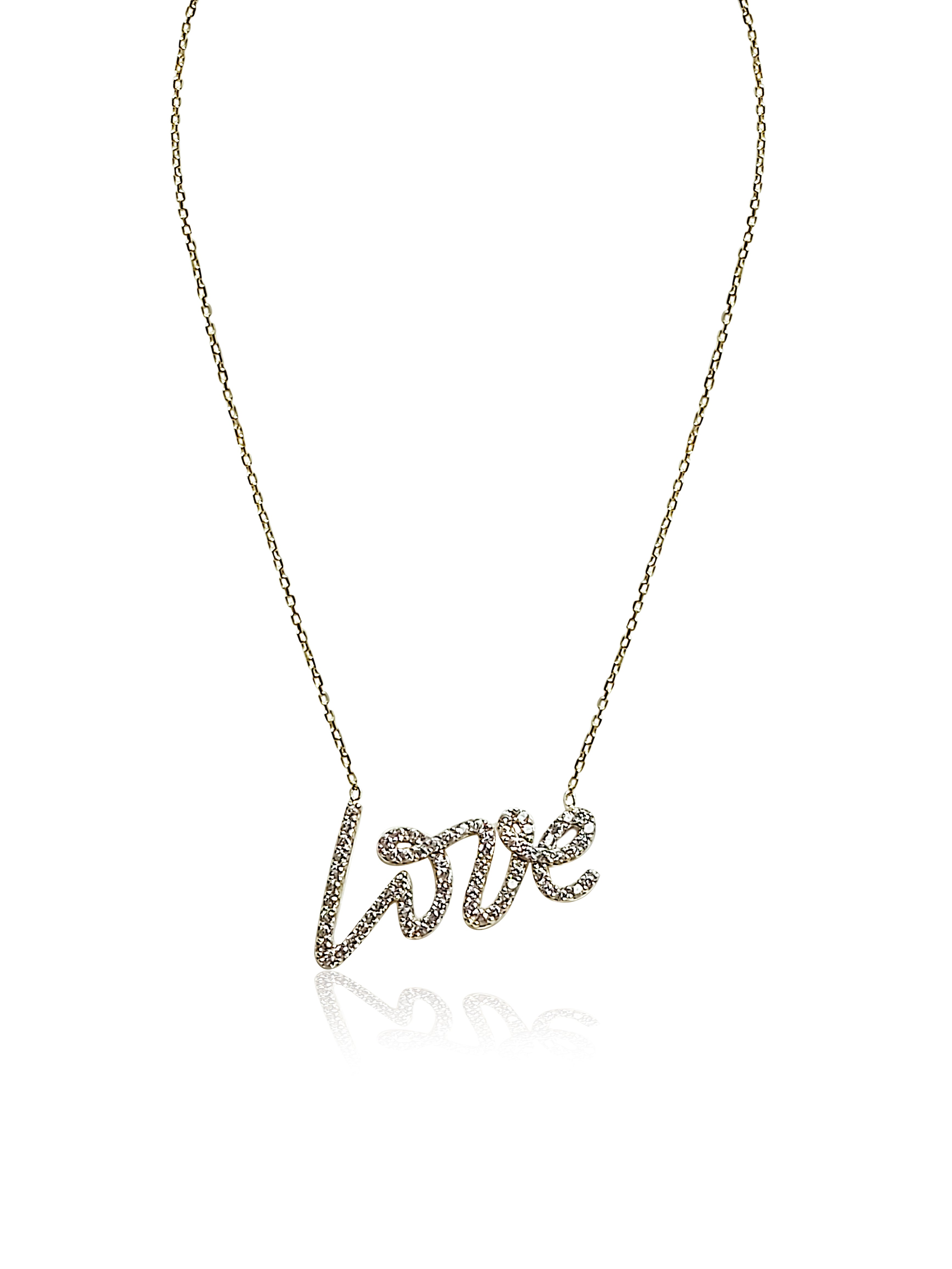 10k Gold Love Necklace for women with lab Diamonds