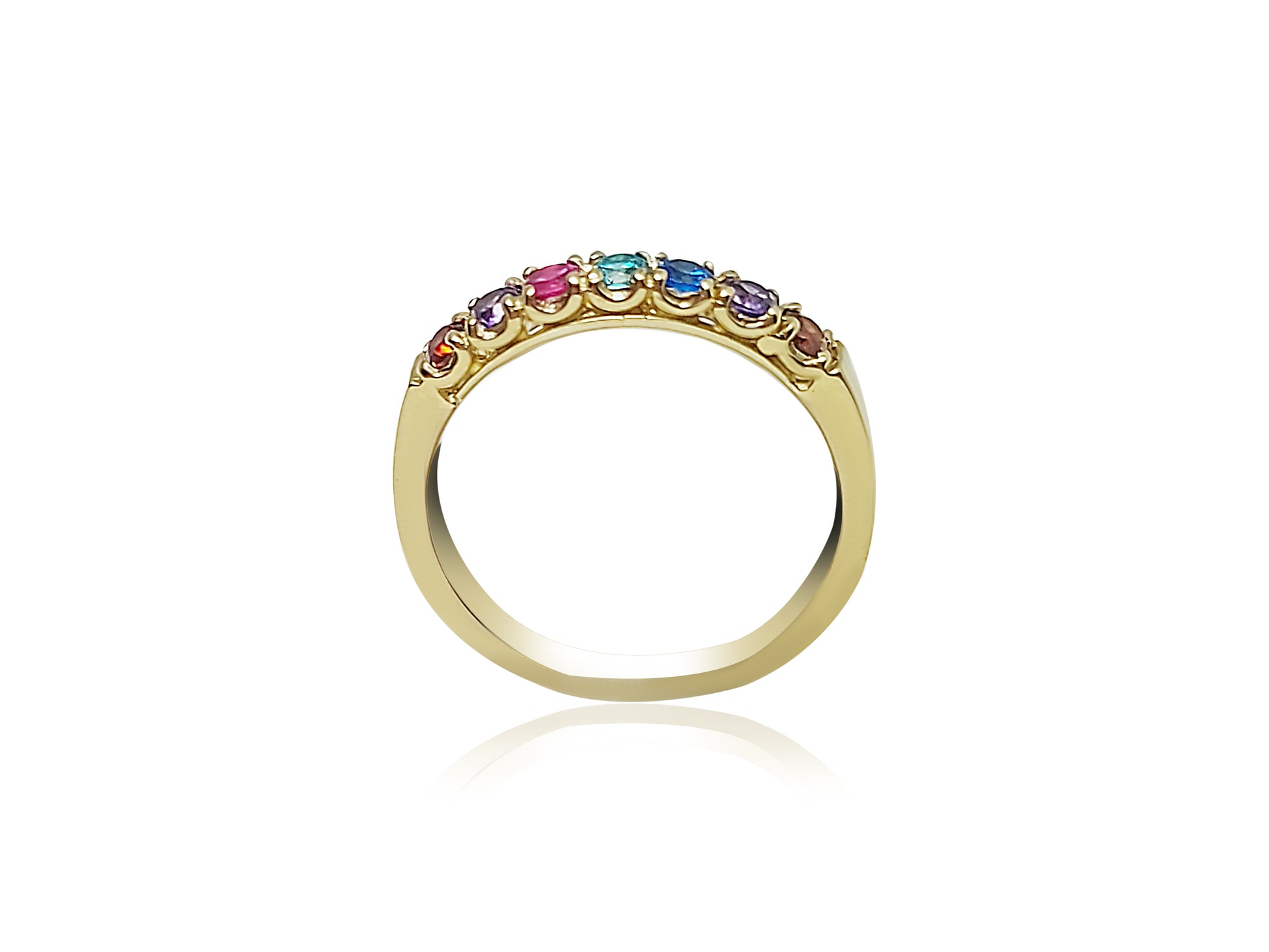 Gold Wedding Ring with multicolor Stones