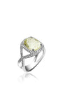 Bague de fiançailles et de naissance en or blanc avec pierre de couleur citron
