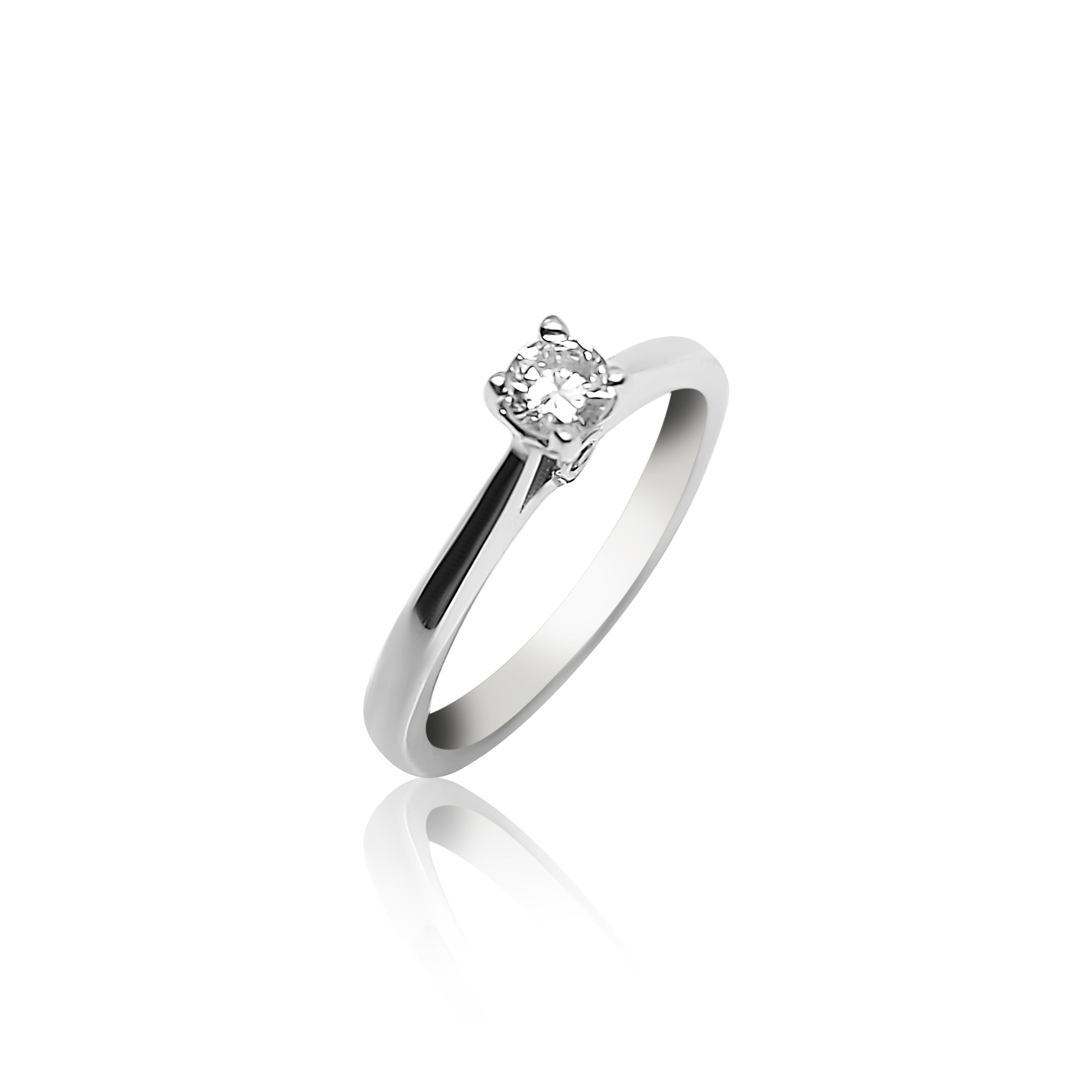 Bague de fiançailles solitaire en or blanc