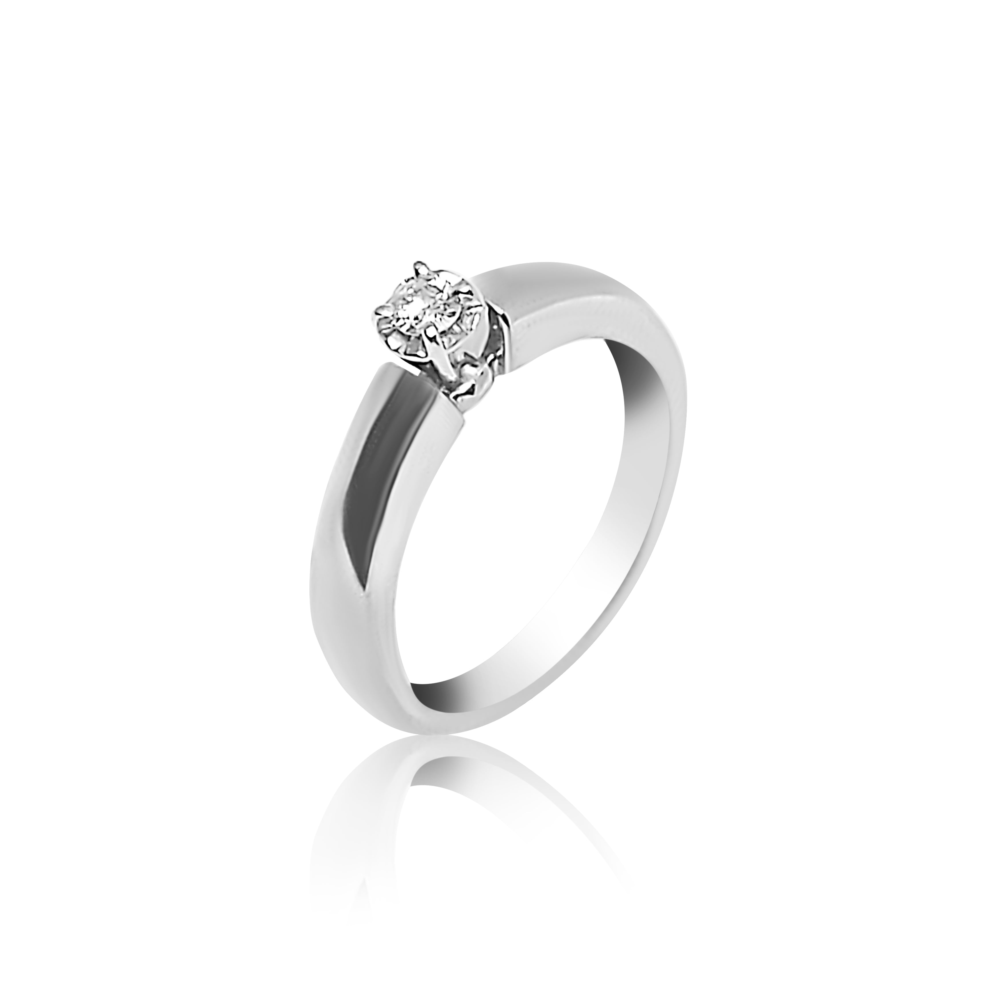 Bague de fiançailles en or blanc avec diamant