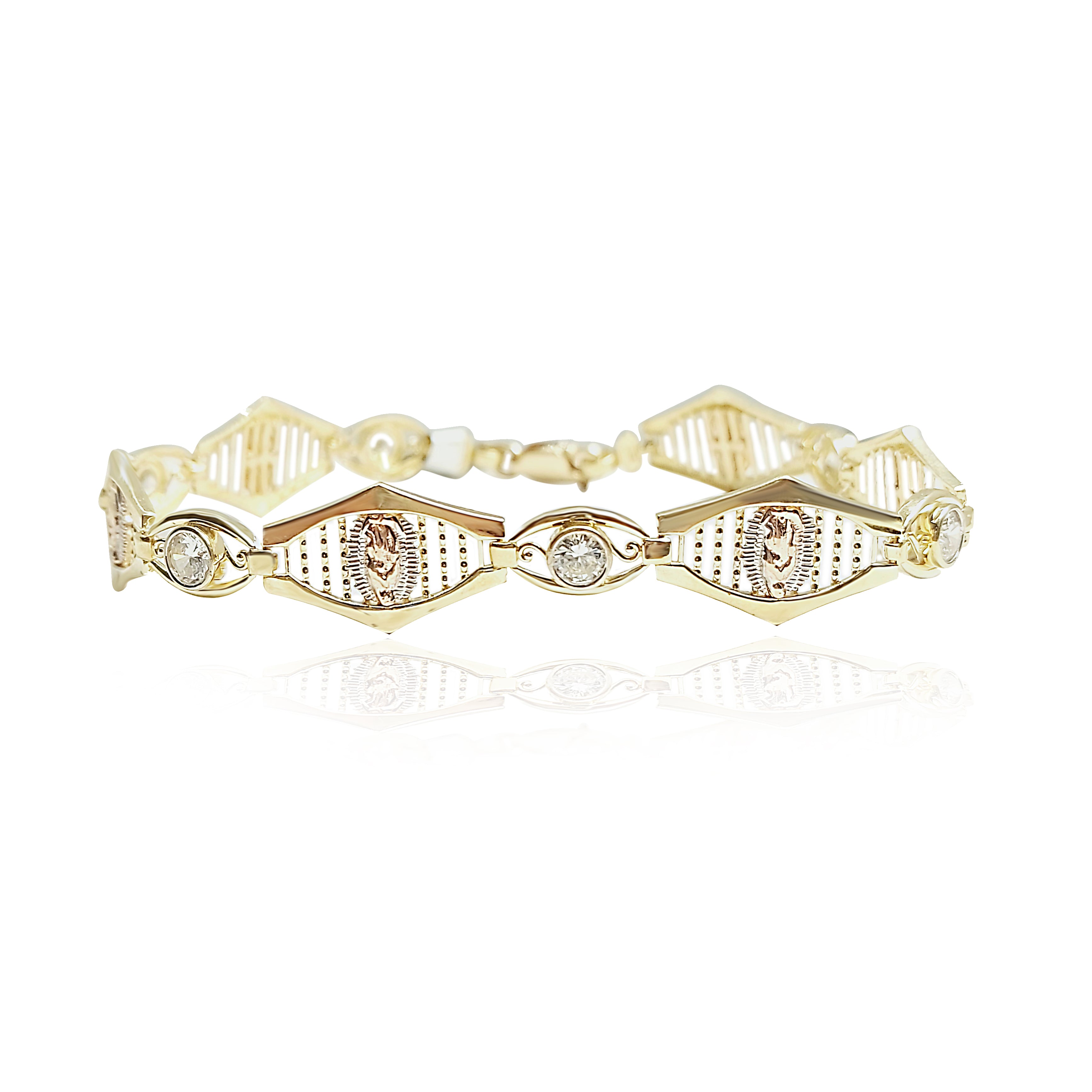 14k Gold Bracelet, Cubic stones, 6.3mm width and 10.5mm width, 8.2 gram