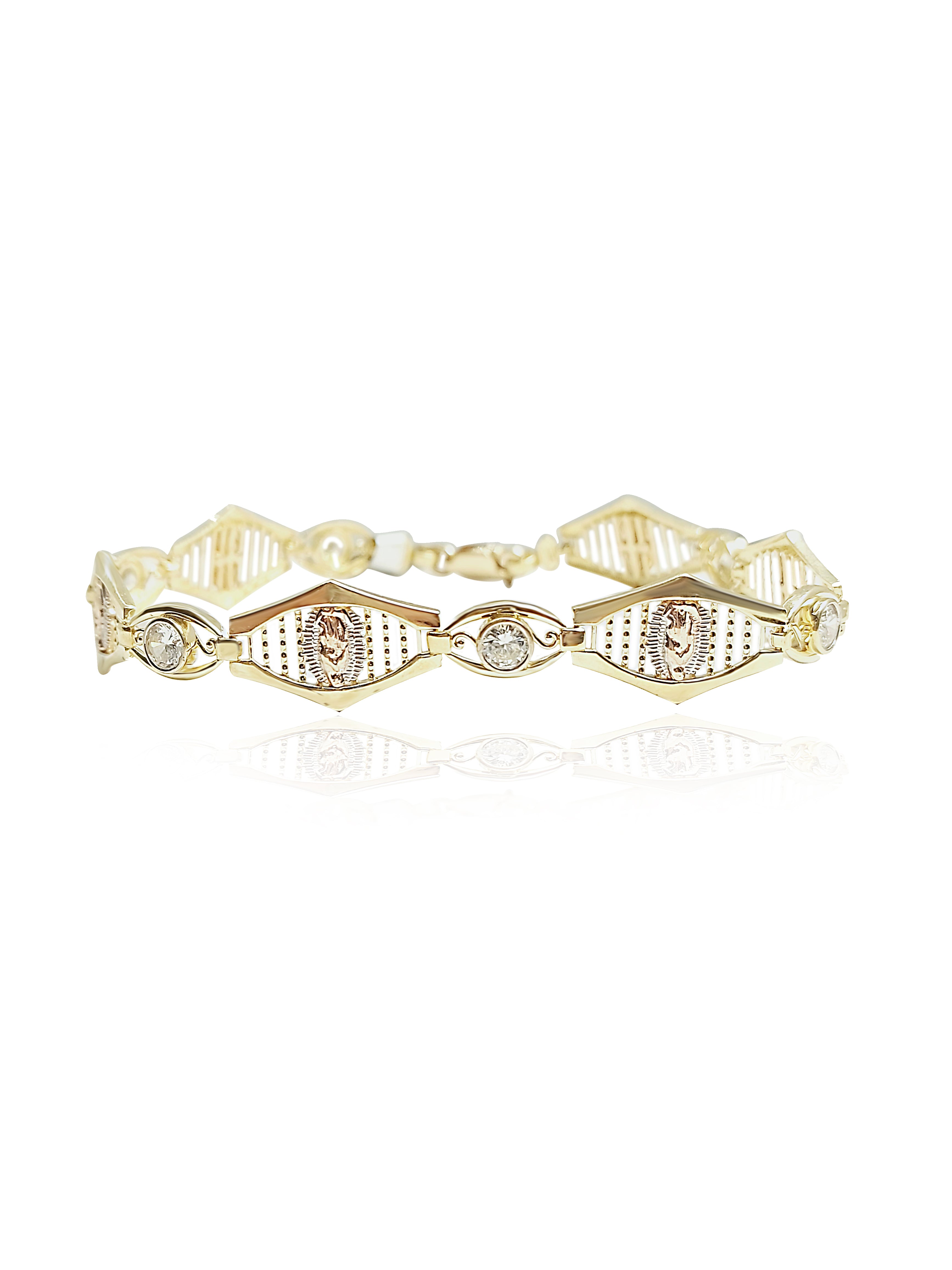 14k Gold Bracelet, Cubic stones, 6.3mm width and 10.5mm width, 8.2 gram