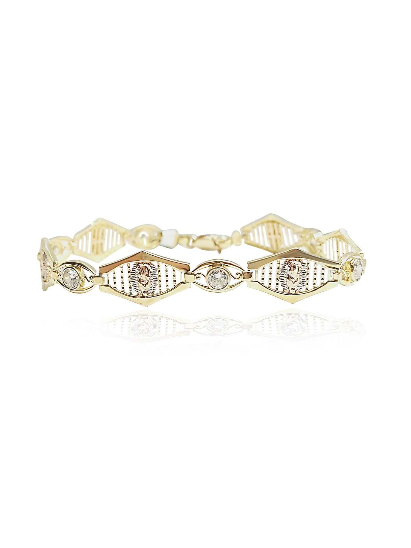 14k Gold Bracelet, Cubic stones, 6.3mm width and 10.5mm width, 8.2 gram