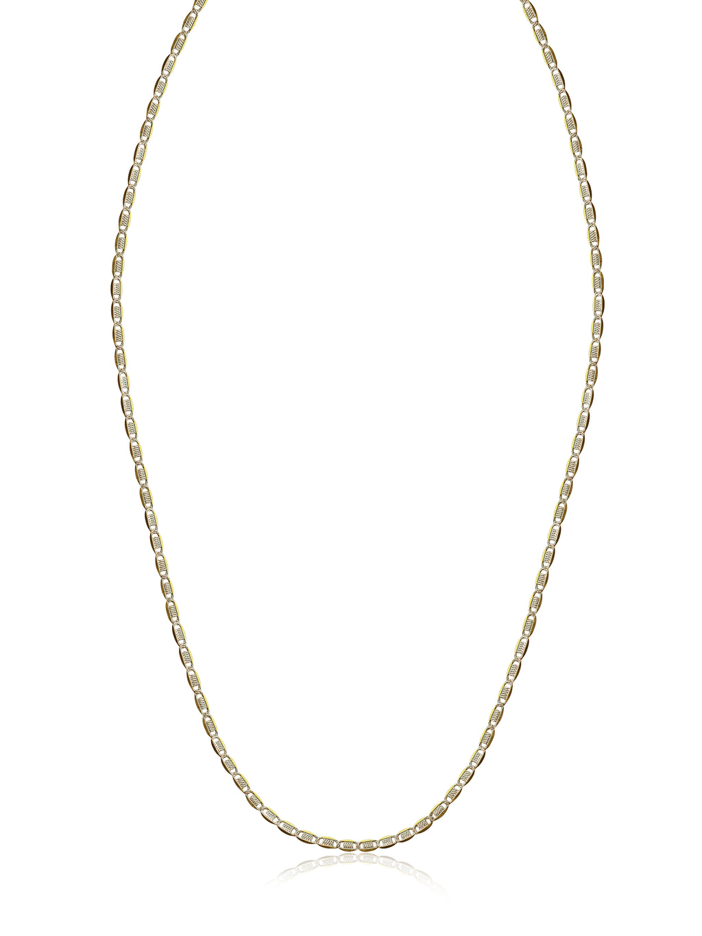 Full golden necklace with intricate design and clasp