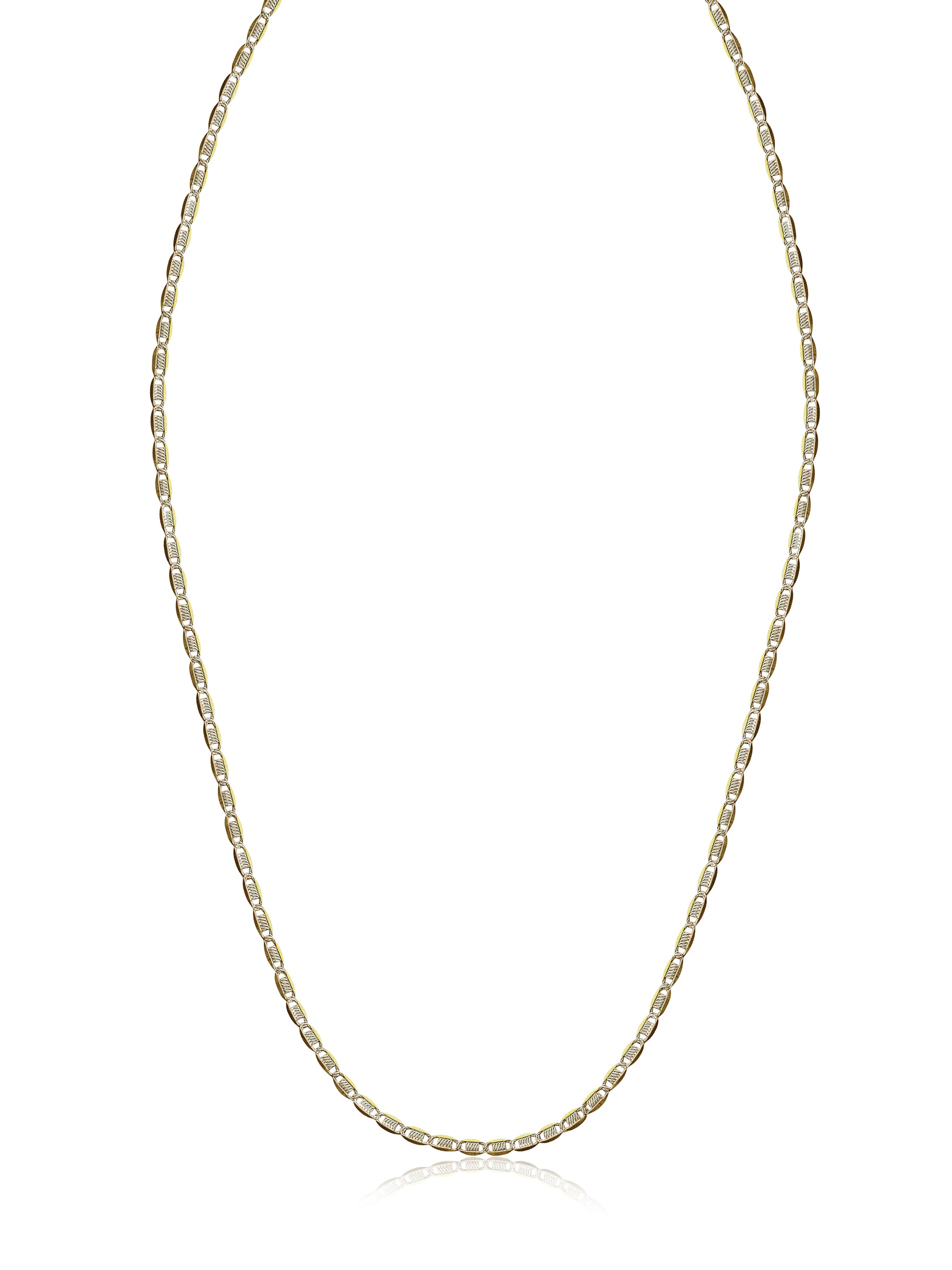 Full golden necklace with intricate design and clasp