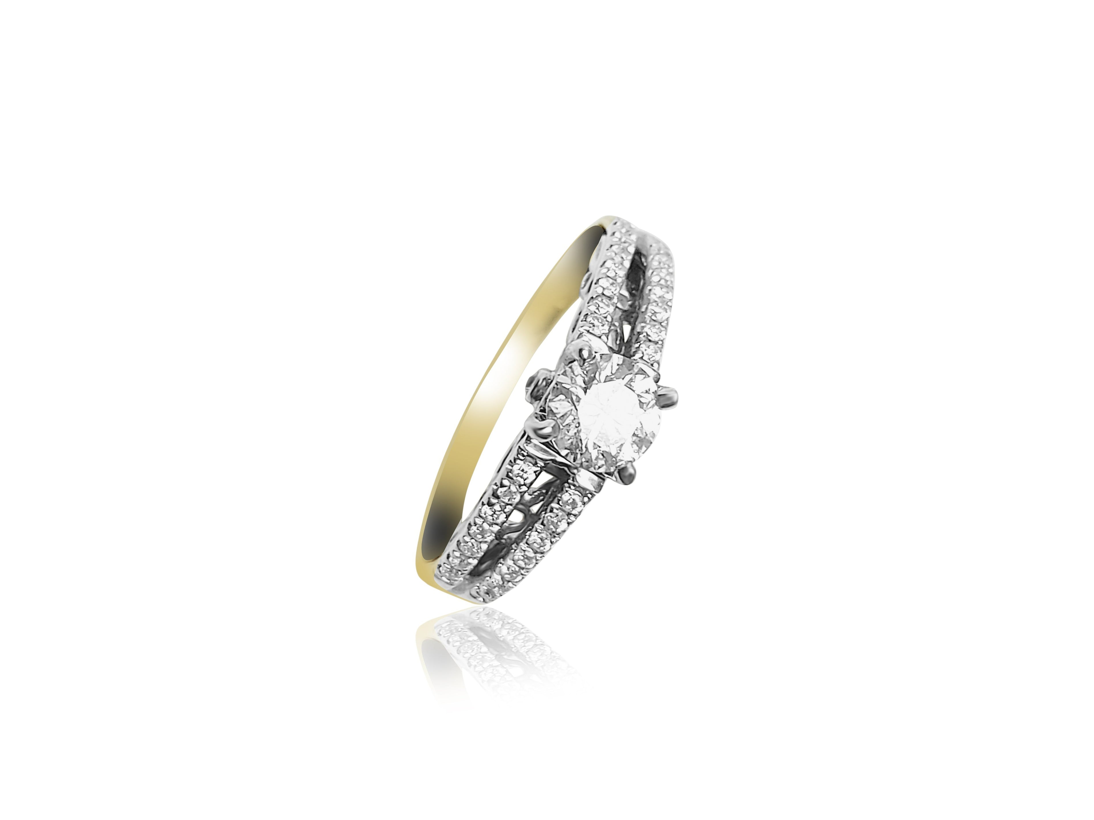 Bague de fiançailles solitaire bicolore