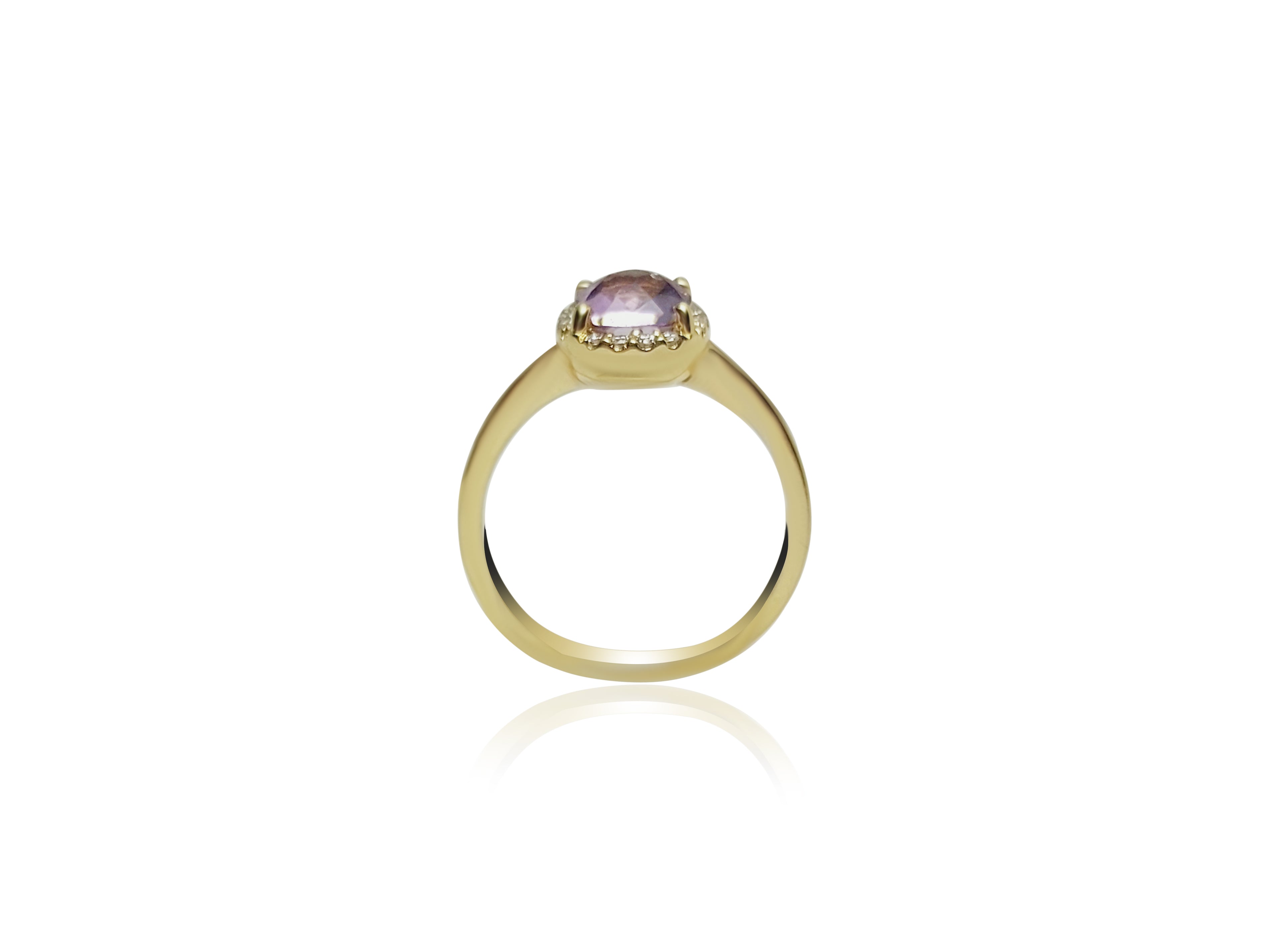 Gold Engagement Ring with Amethyst stone