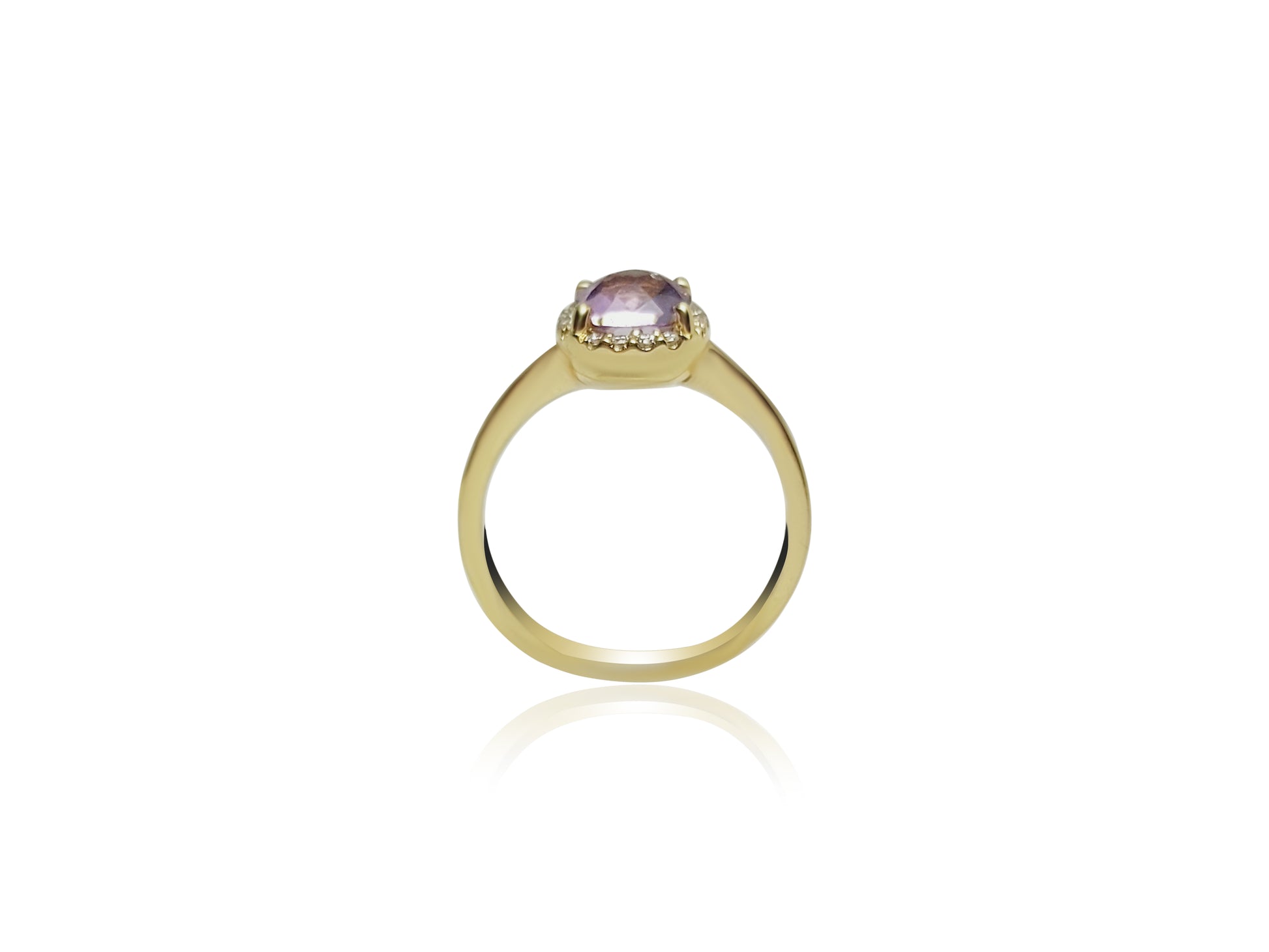 Gold Engagement Ring with Amethyst stone