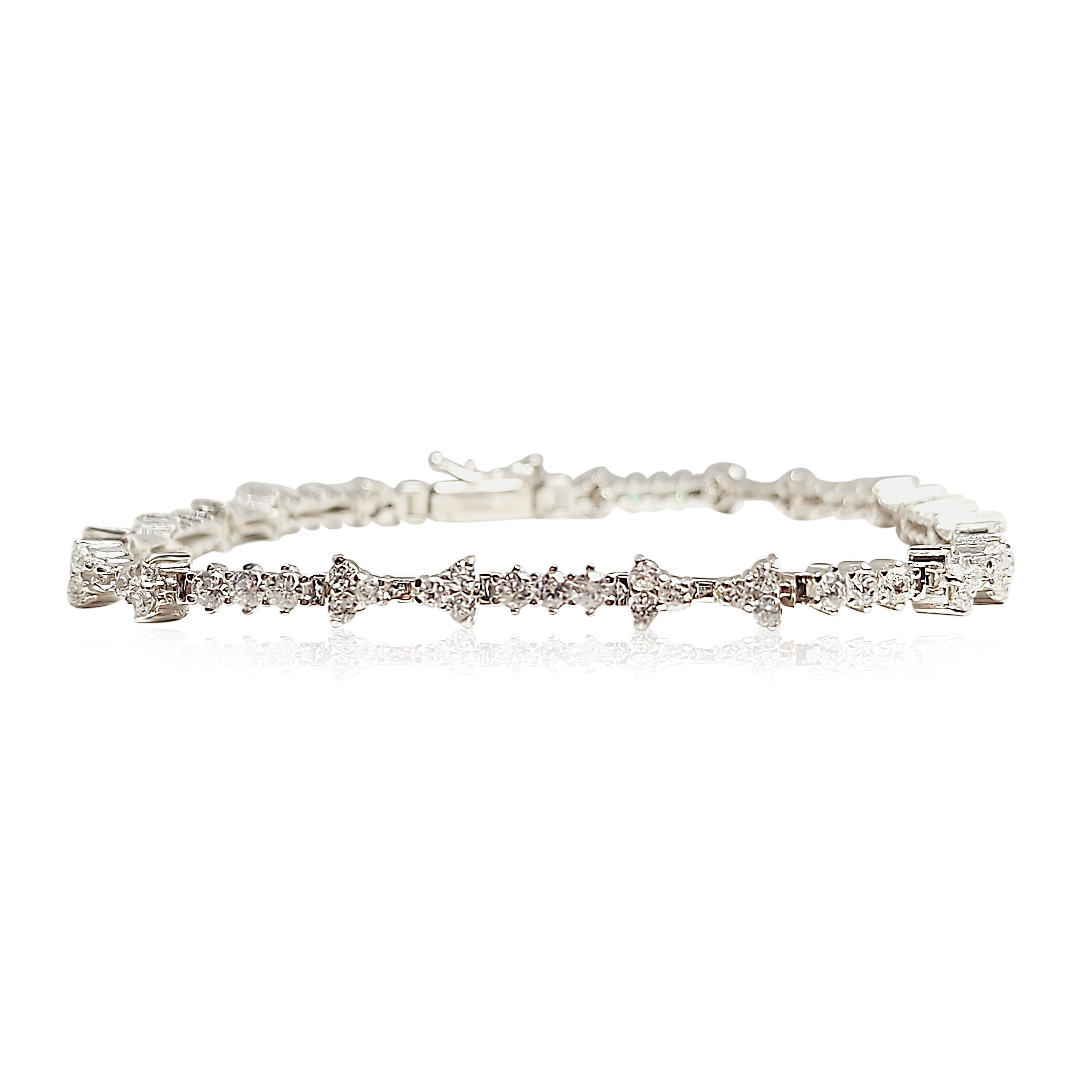 14k White Gold Bracelet, Cubic, 10.93 gram, 3mm width, 10.9 gram