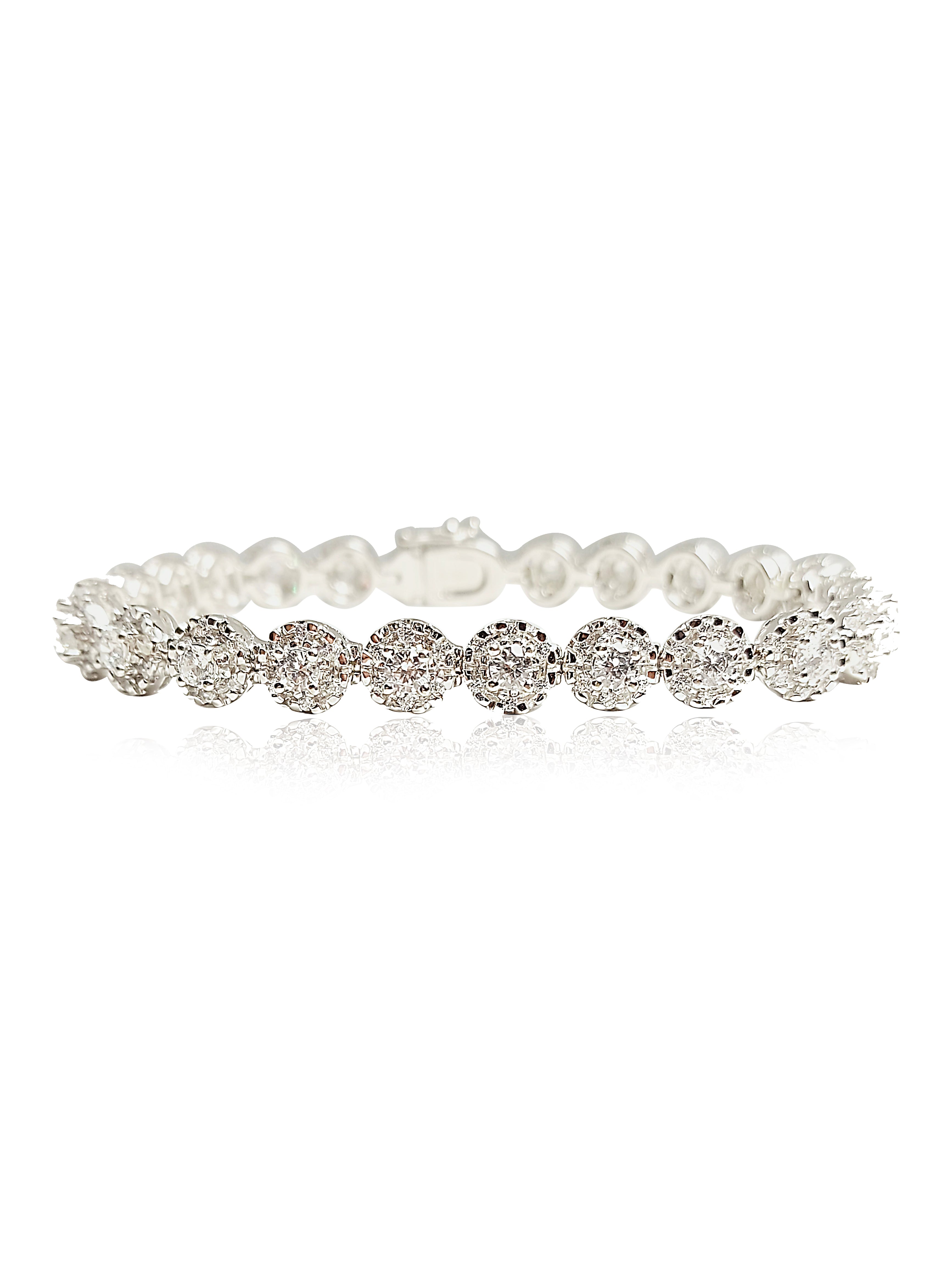 14k White Gold Bracelet, Cubic, 20.62 gram, 6.75mm width