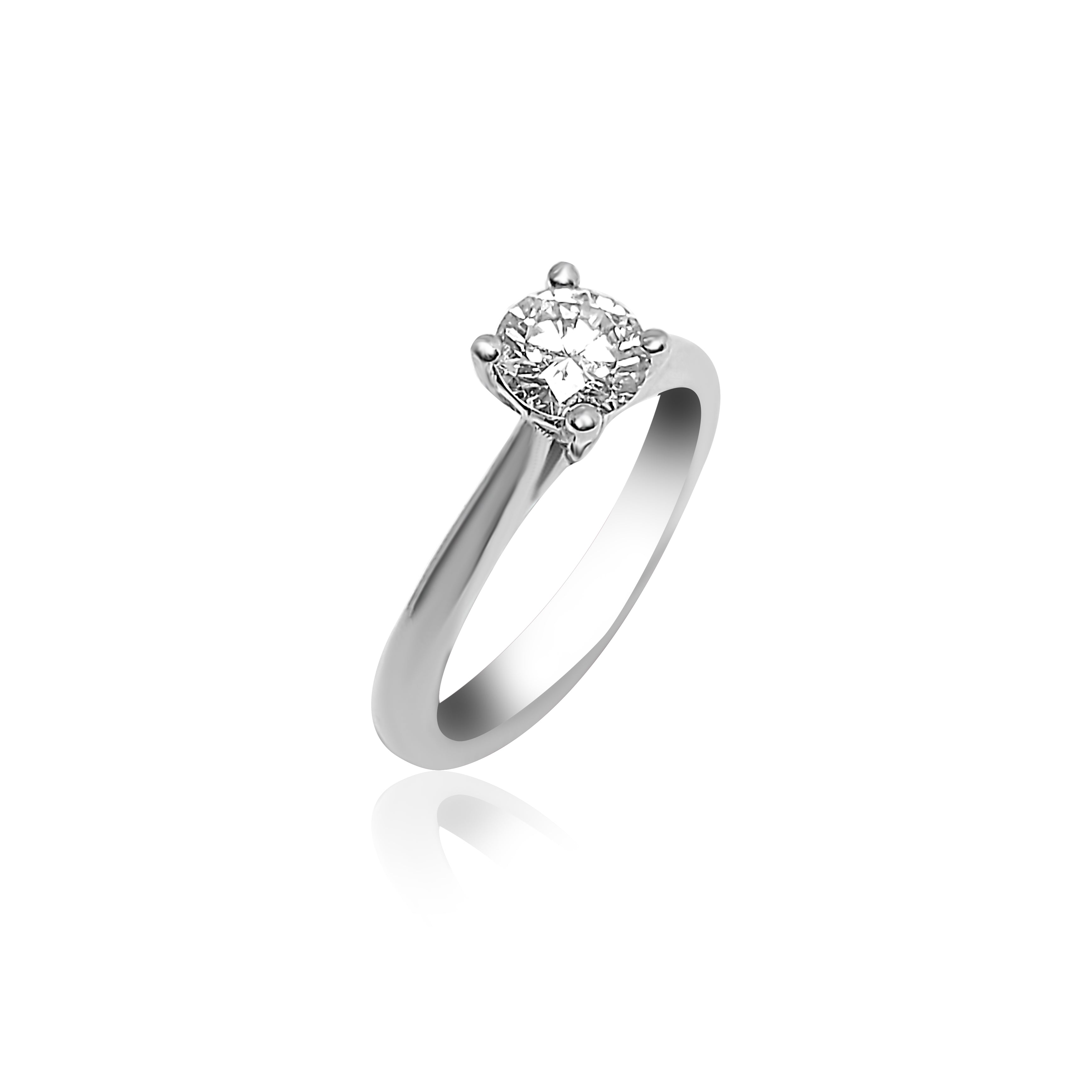 Bague de fiançailles en or blanc 14 carats, diamant 0,60 ct