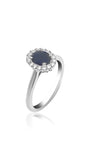 Bague de fiançailles auréole avec saphir et diamants
