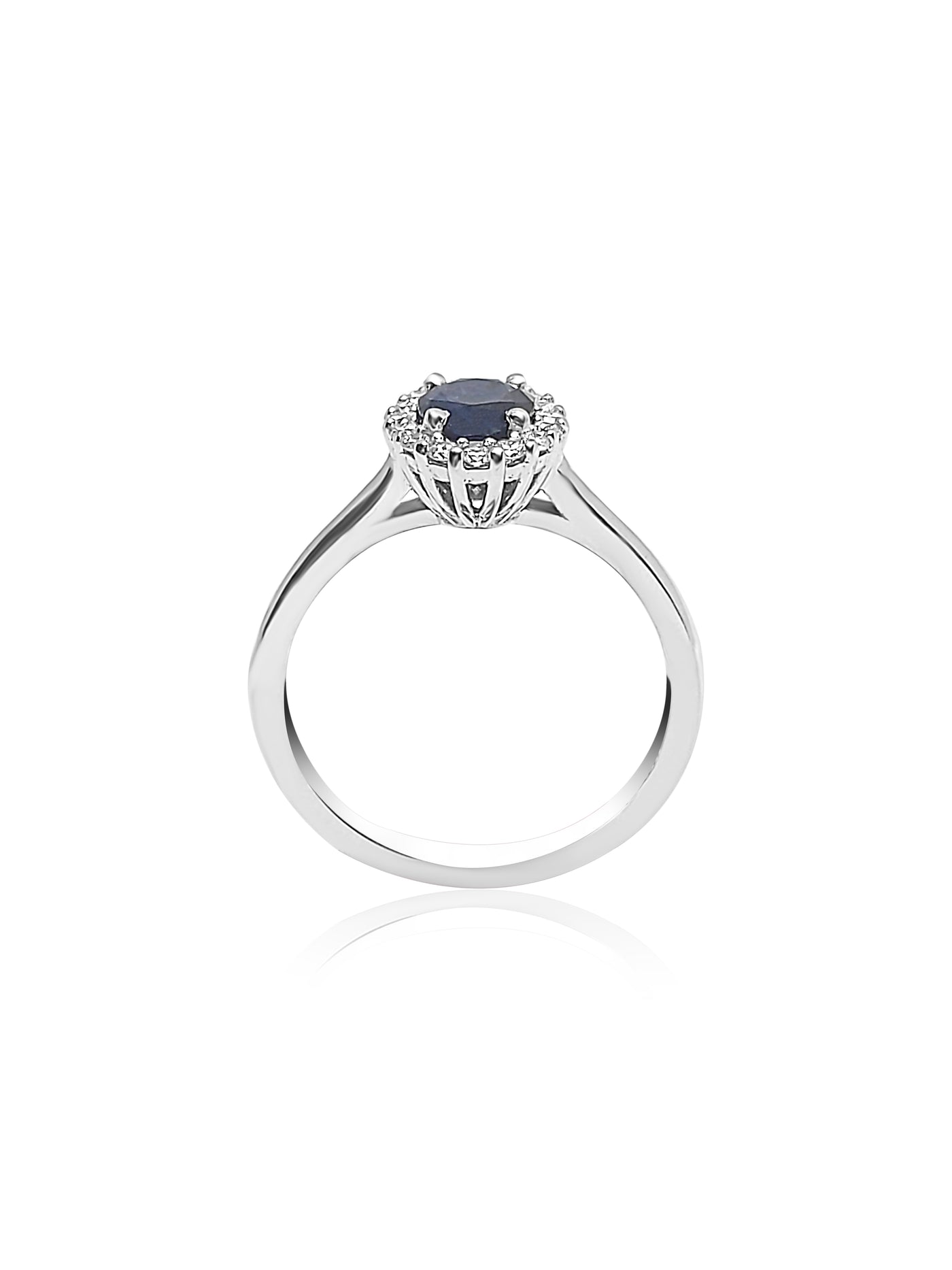 Halo Engagement Ring with Sapphire and diamonds