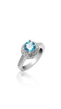 Bague de fiançailles auréole avec topaze bleue