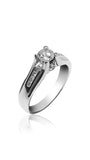 Titled sturdy 14k white gold engagement ring