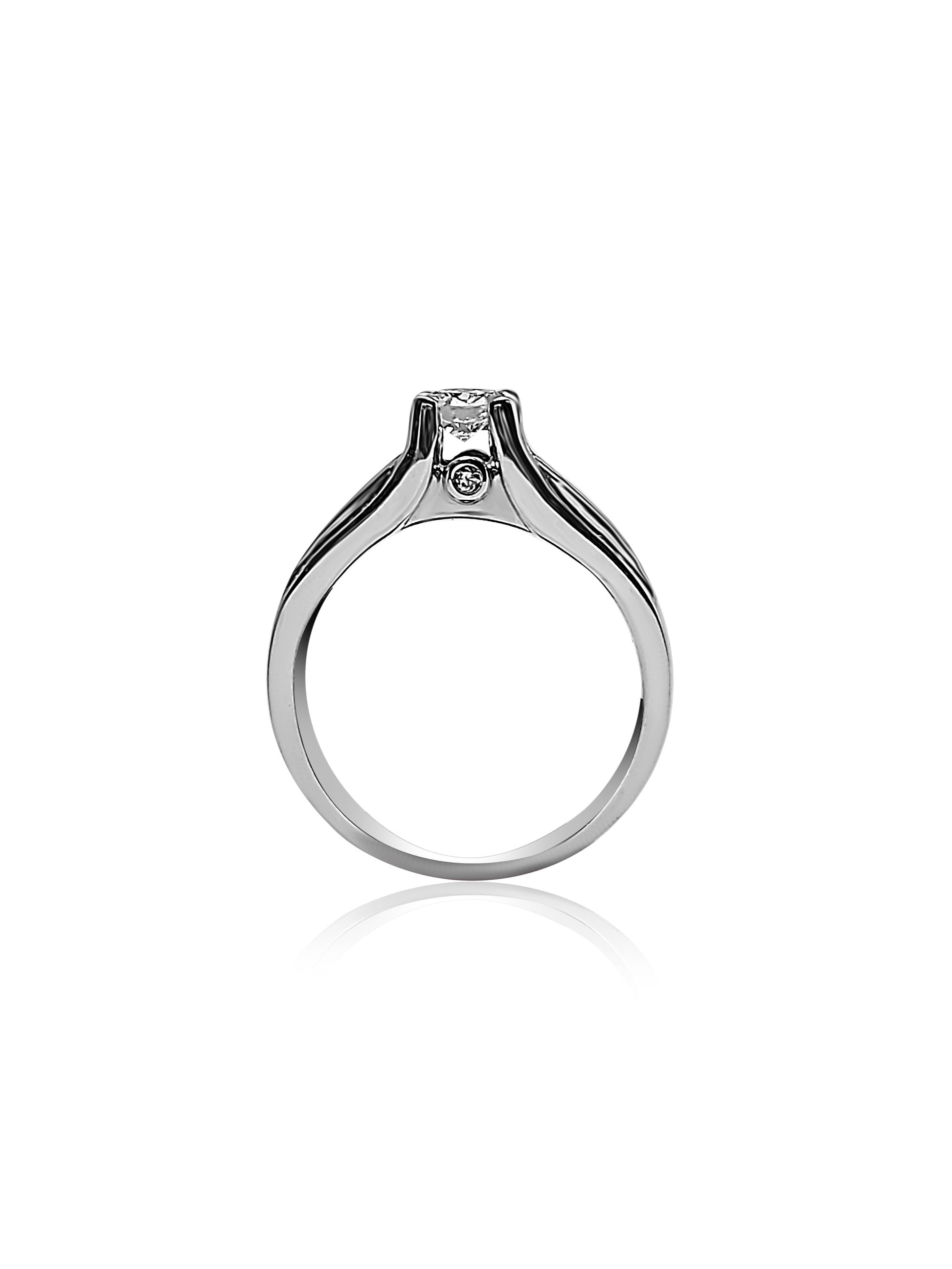 Standing sturdy 14k white gold engagement ring