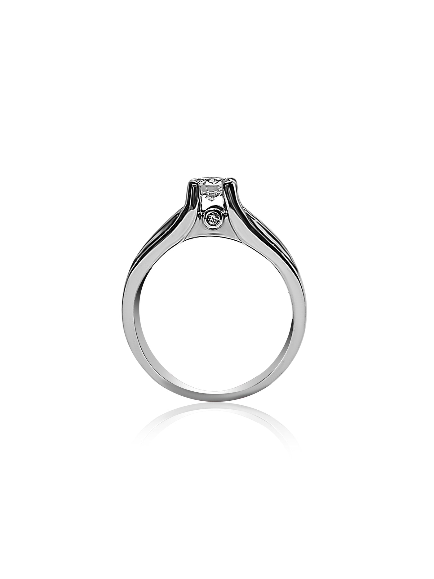 Standing sturdy 14k white gold engagement ring
