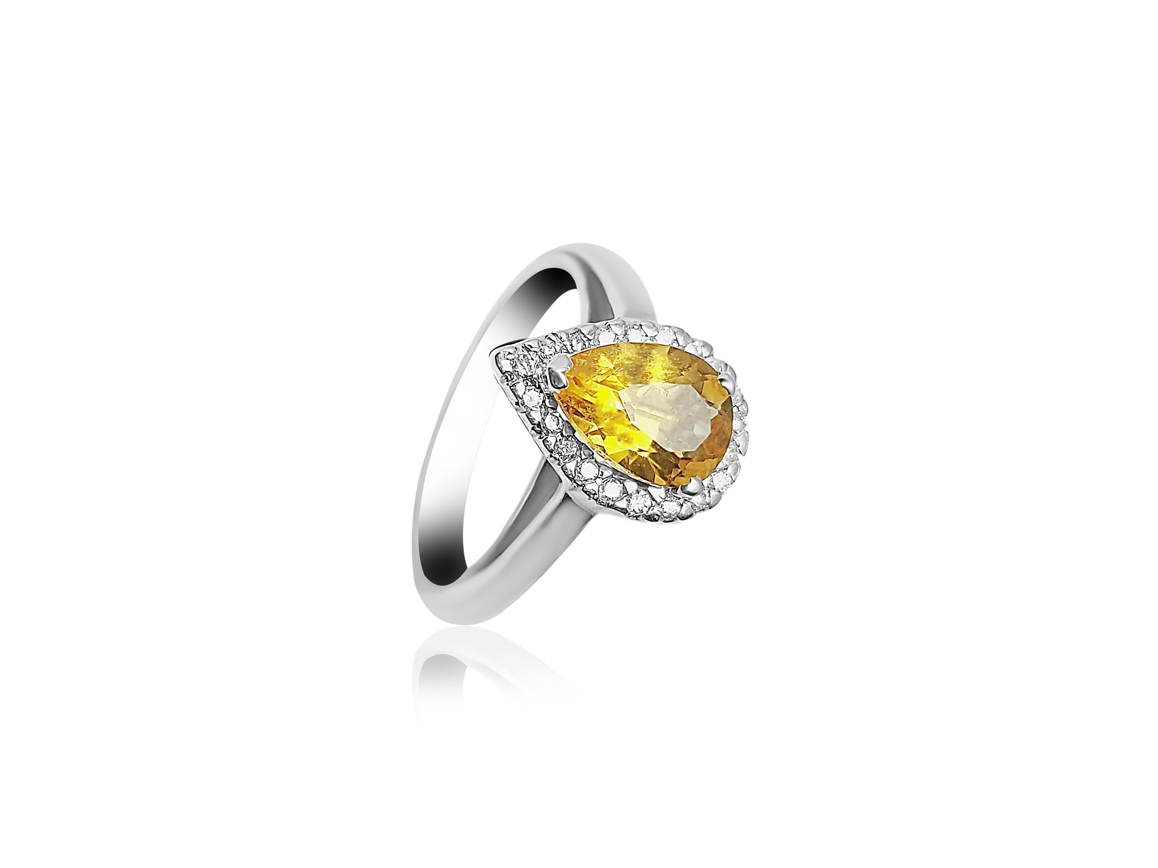 Bague de fiançailles avec citrine poire