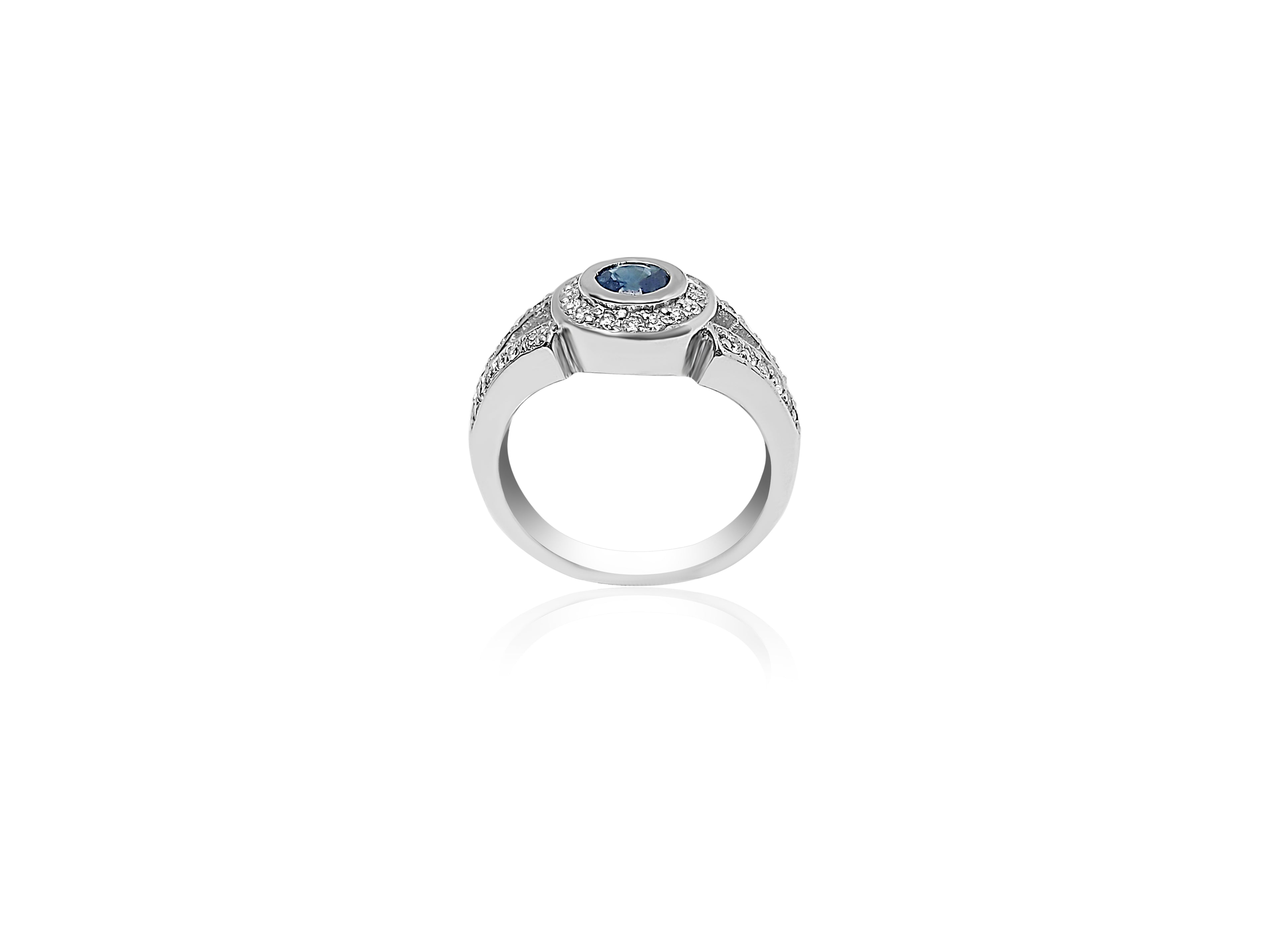 Halo Engagement Ring with Blue Sapphire