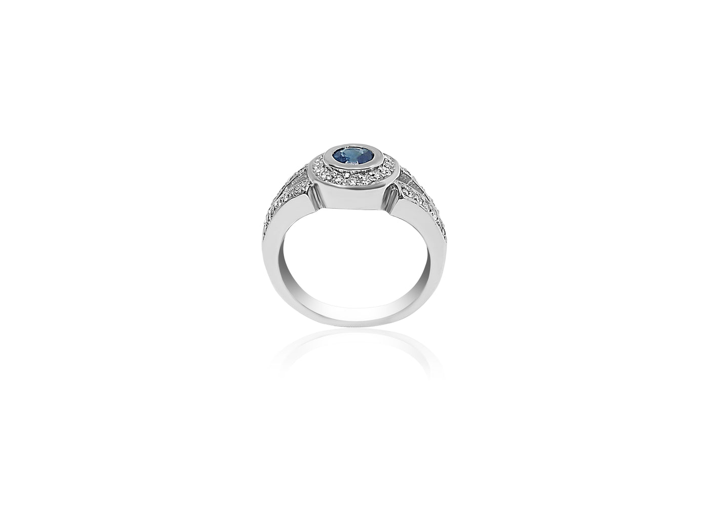 Halo Engagement Ring with Blue Sapphire