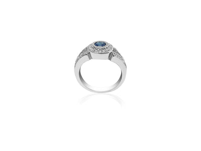 Halo Engagement Ring with Blue Sapphire