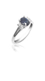 Bague de fiançailles pavée avec saphir bleu de 0,75 carat et diamants