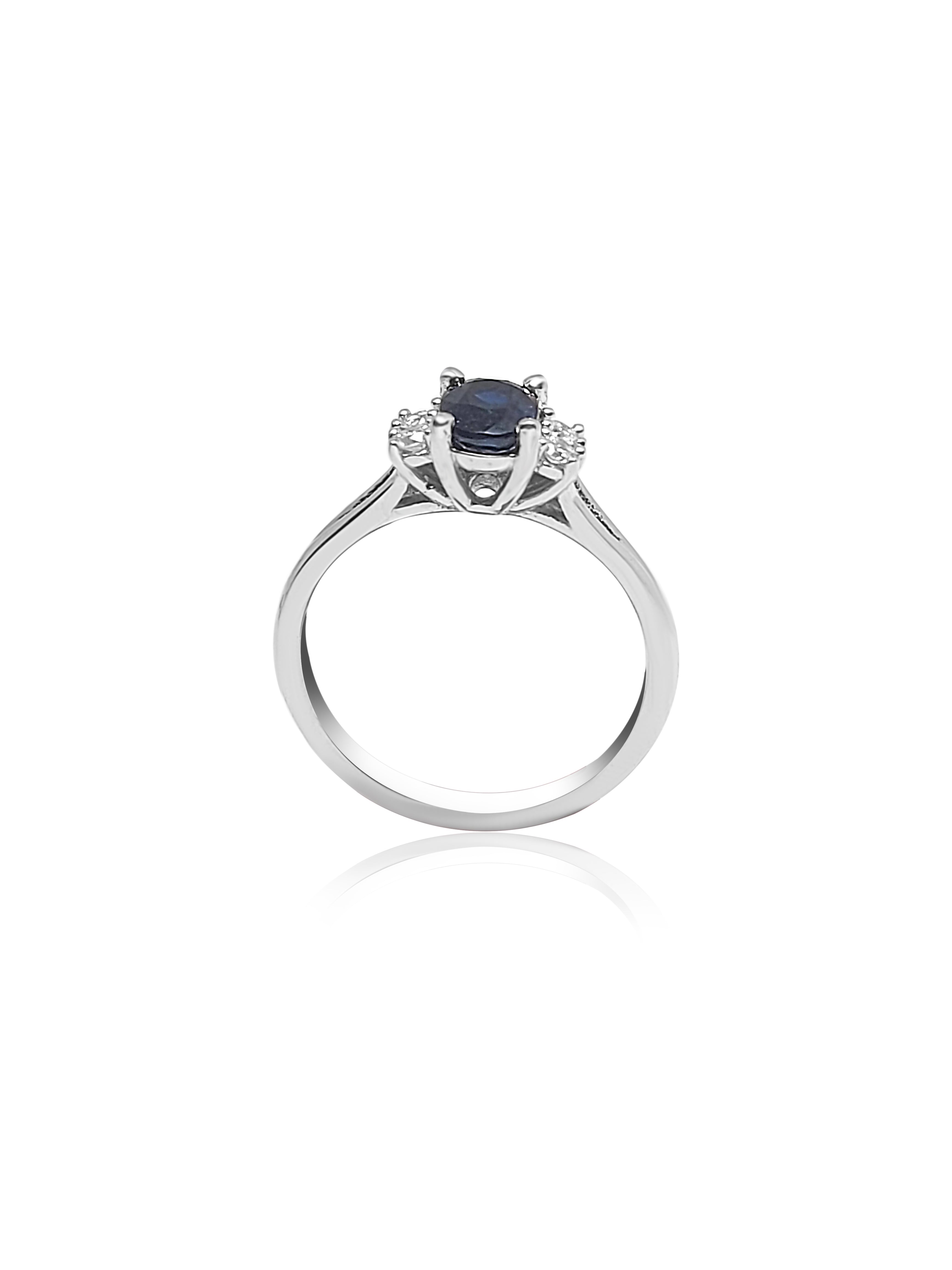 Cluster Engagement Ring with 0.75ct Blue Sapphire, and diamonds