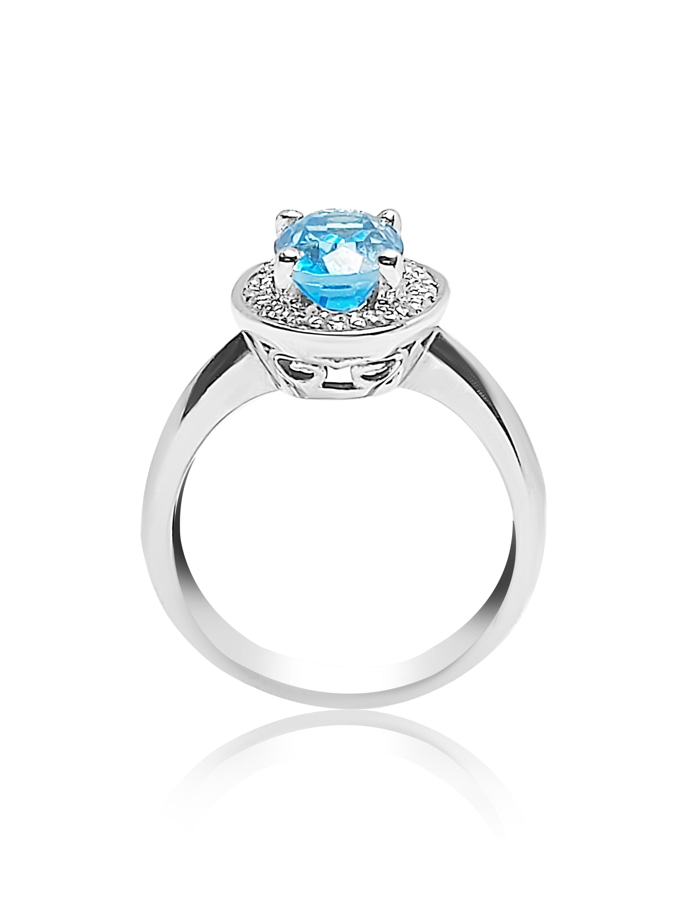Halo Engagement Ring with Blue Topaz stone