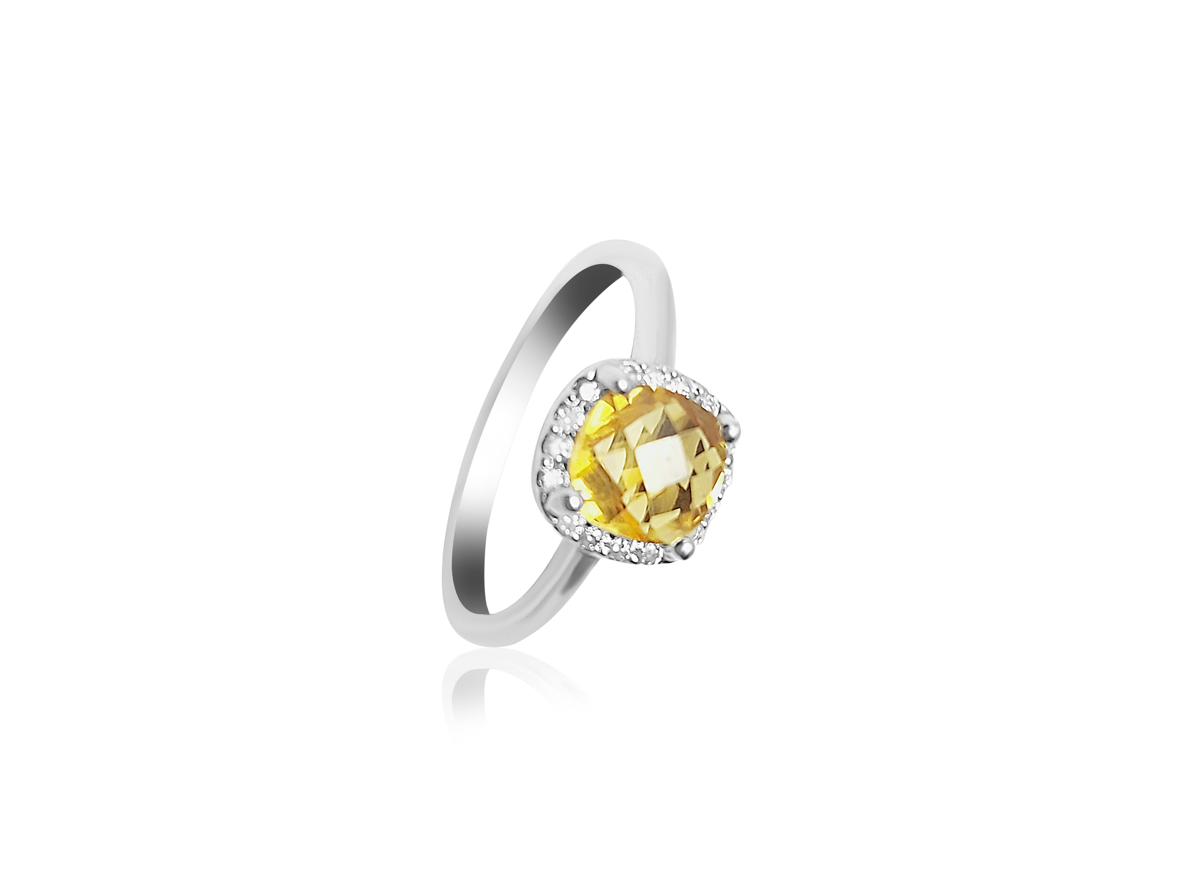 Bague pierre de naissance avec citrine et diamants