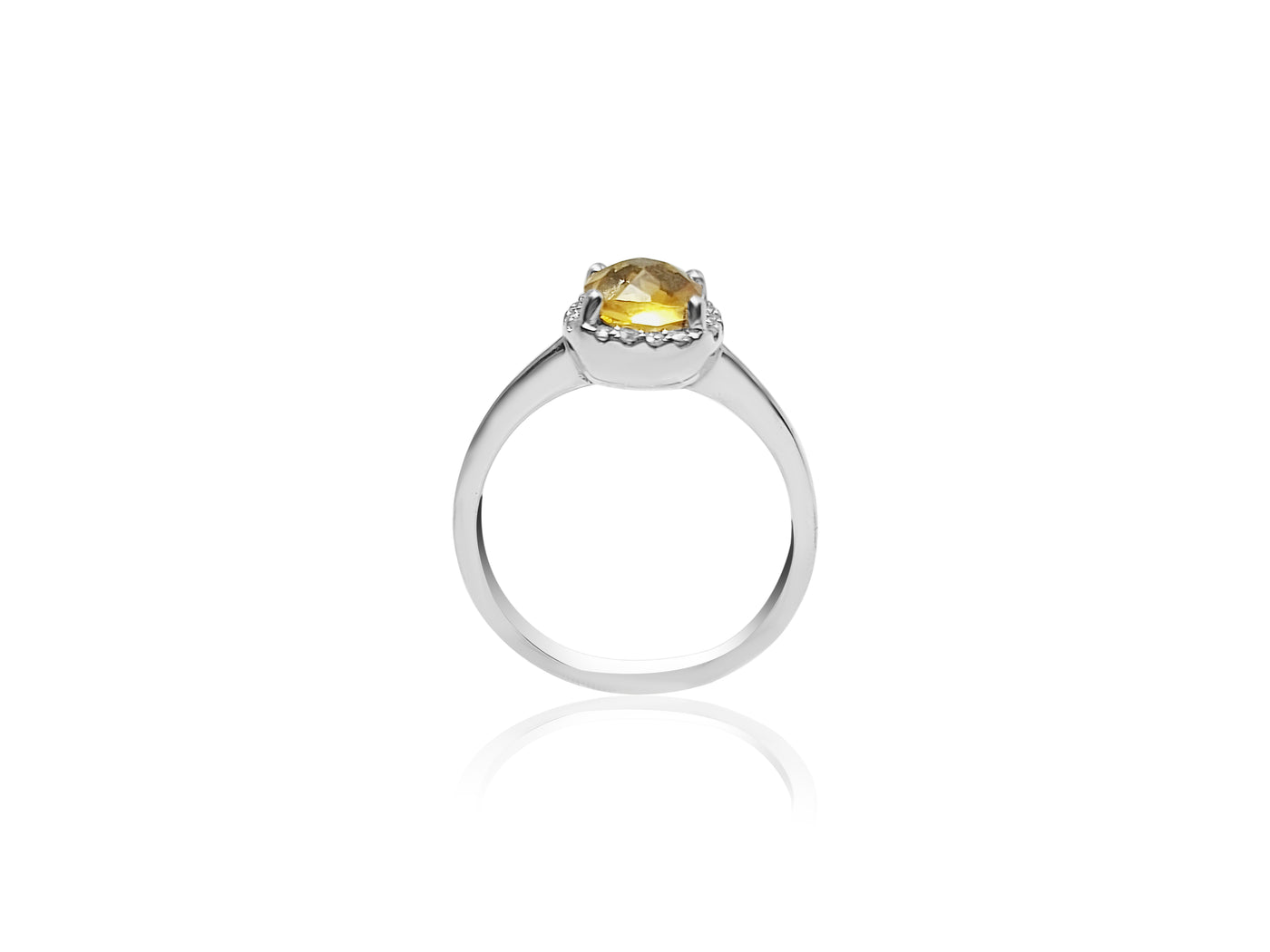 Birthstone Ring with Citrine stone and diamonds