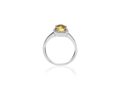 Birthstone Ring with Citrine stone and diamonds