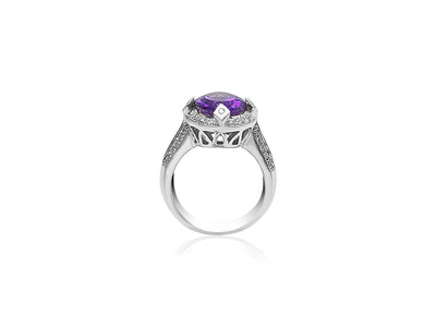 Birthstone Ring with Amethyst stone and diamonds