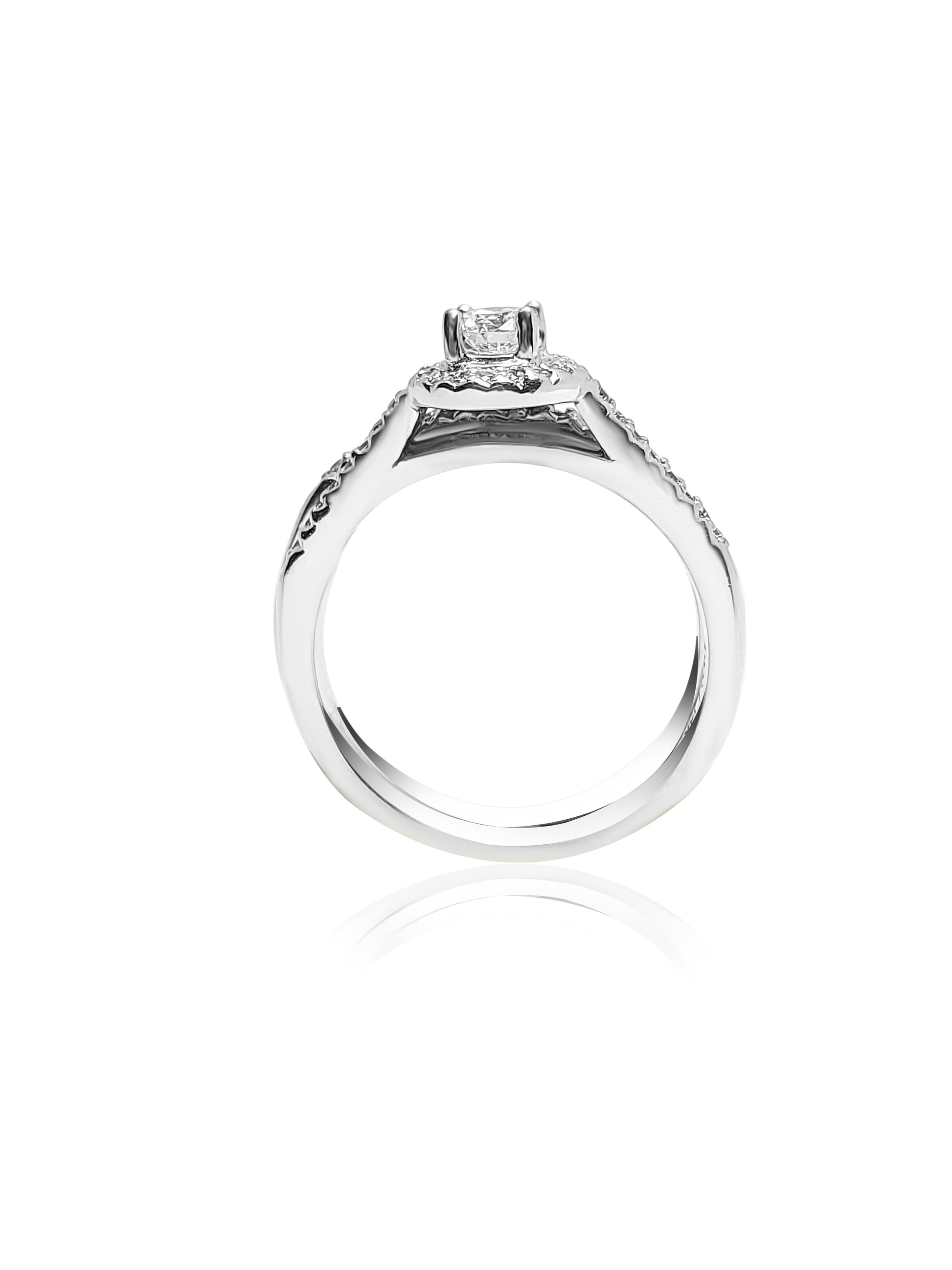 Halo Engagement Ring Matching Set with 0.70ct Round cut Diamonds