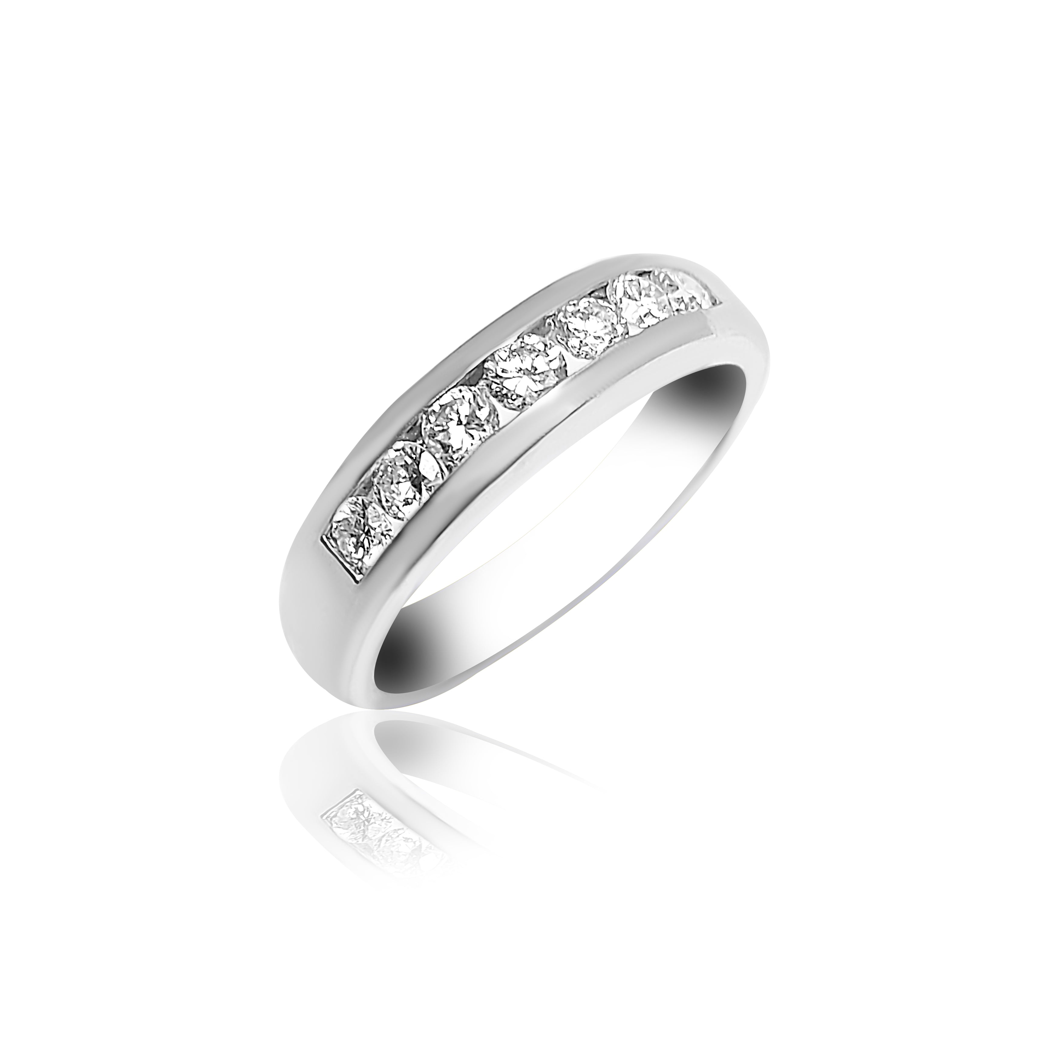 Pavé Wedding Ring with Seven Round cut Diamonds