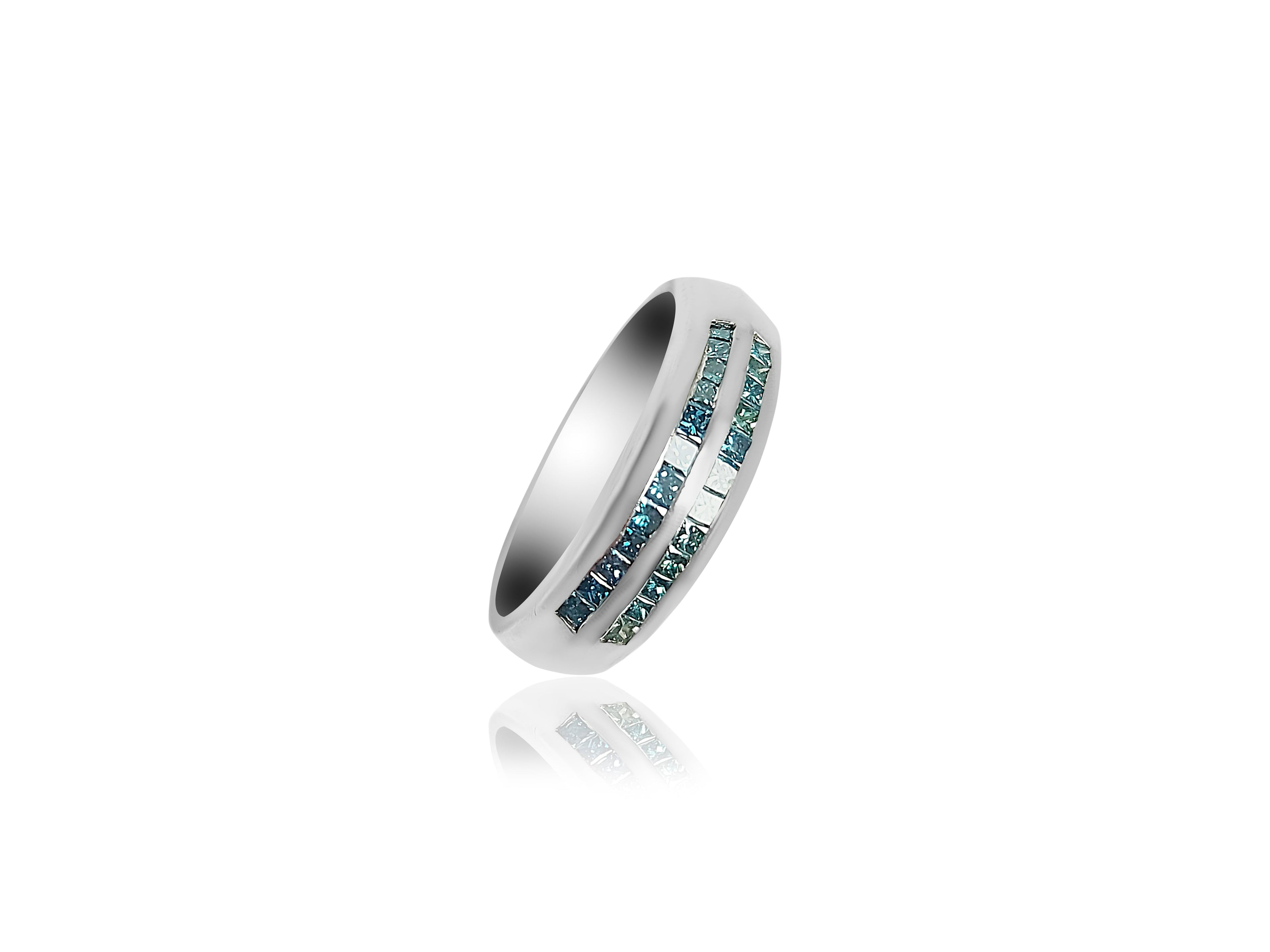 Bague fantaisie avec pierres cyan taille émeraude de 0,50 carat