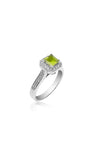 Bague de fiançailles Halo avec péridot et diamants