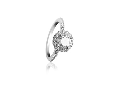 Halo Engagement Ring with 1.05ct Round cut Diamonds